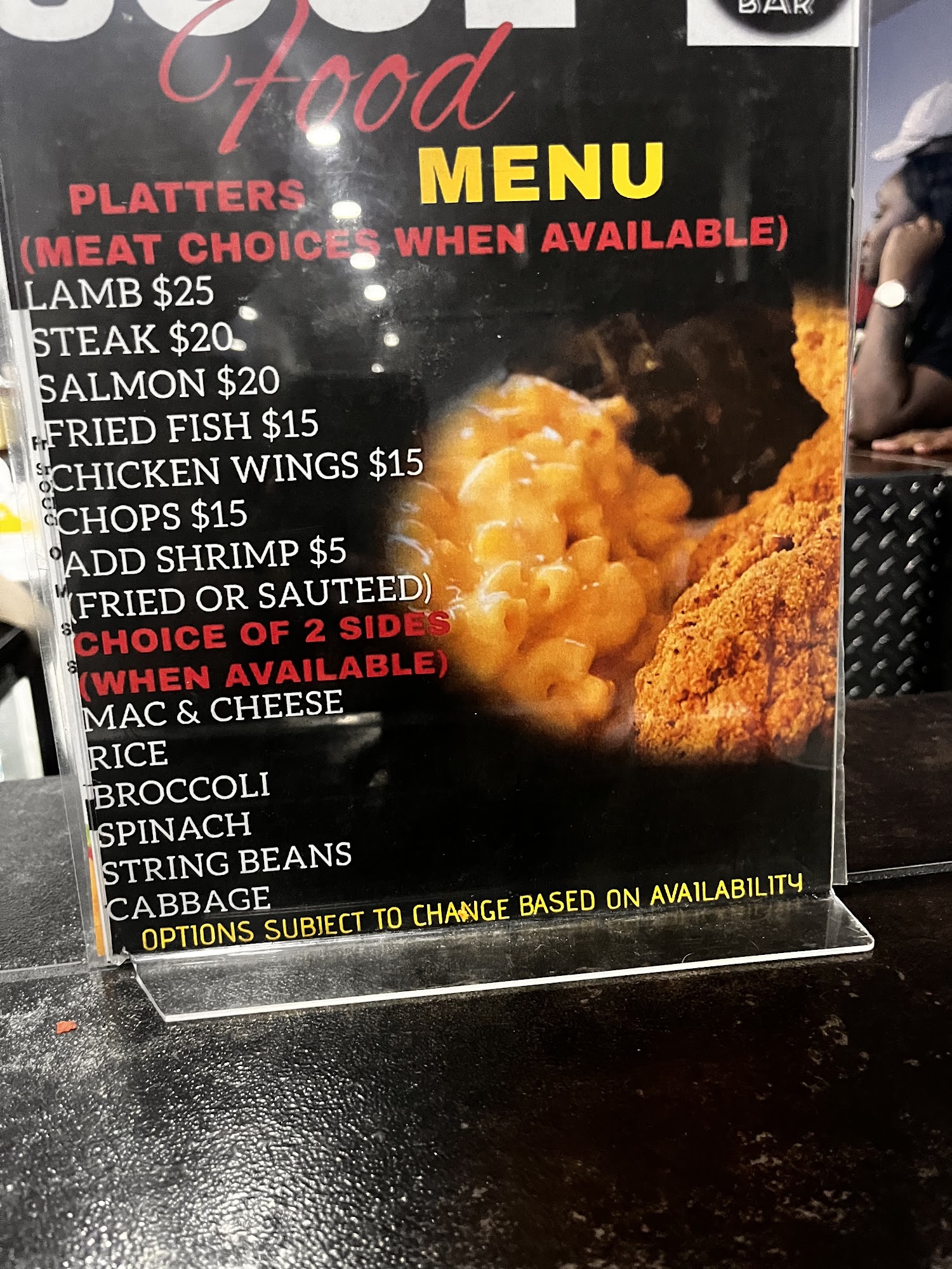 601 Lounge Menu