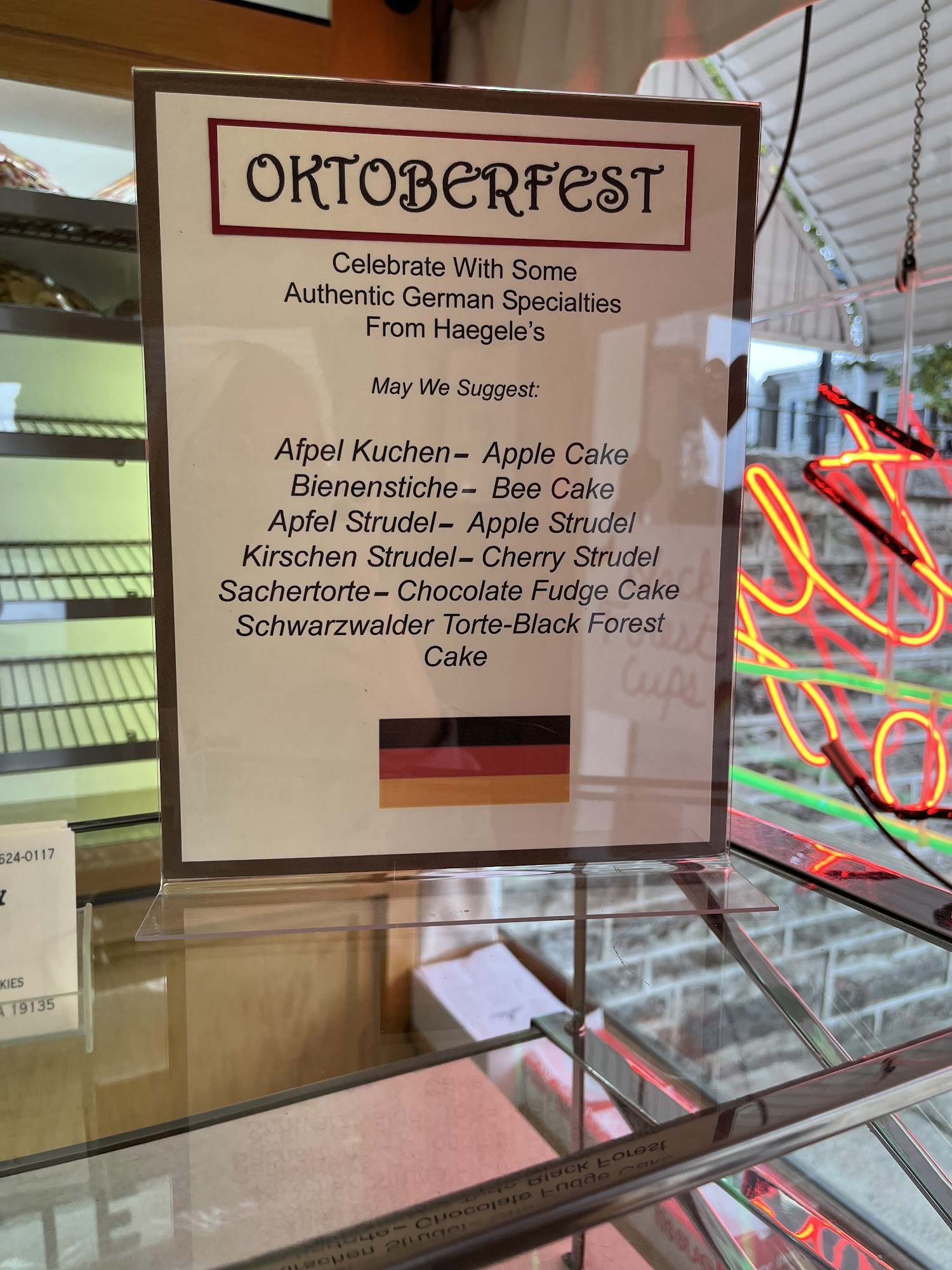 Haegele's Bakery Menu