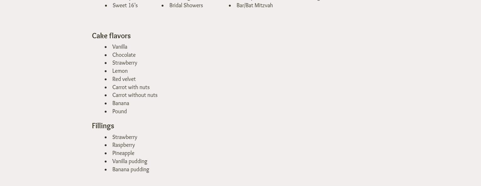 4 Every Occasion Cakes & Cupcakes Menu