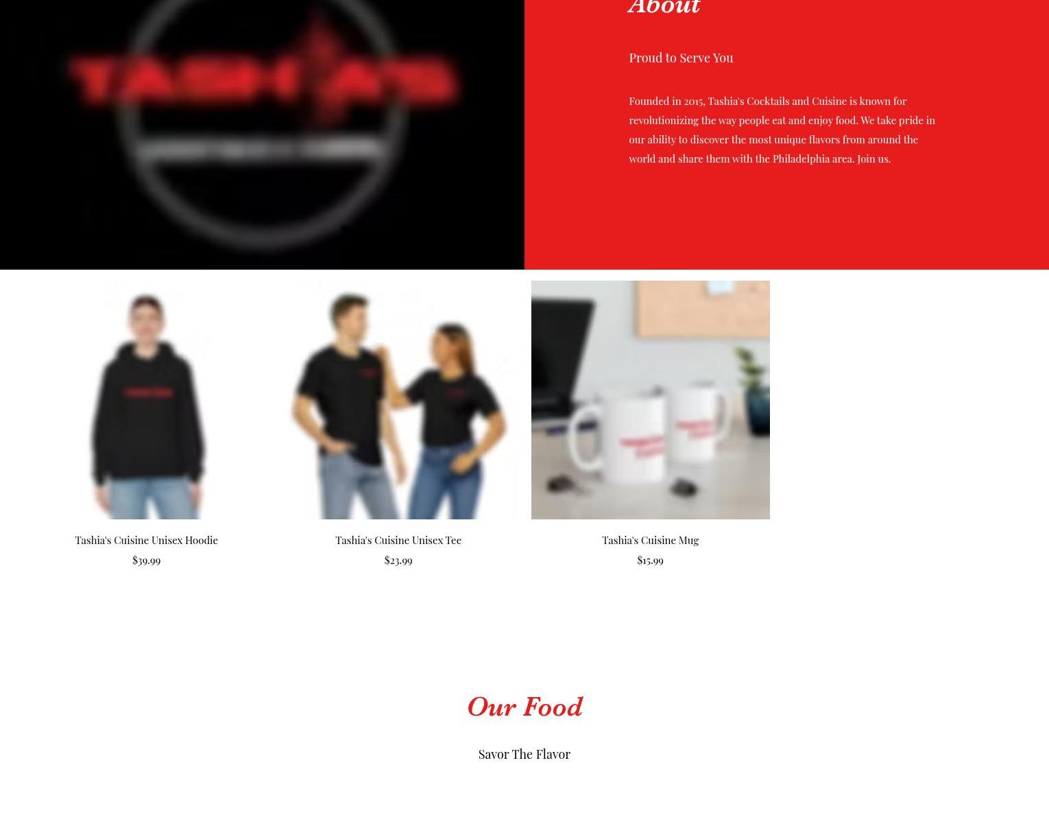 Tashia's Cocktails and Cuisine Menu