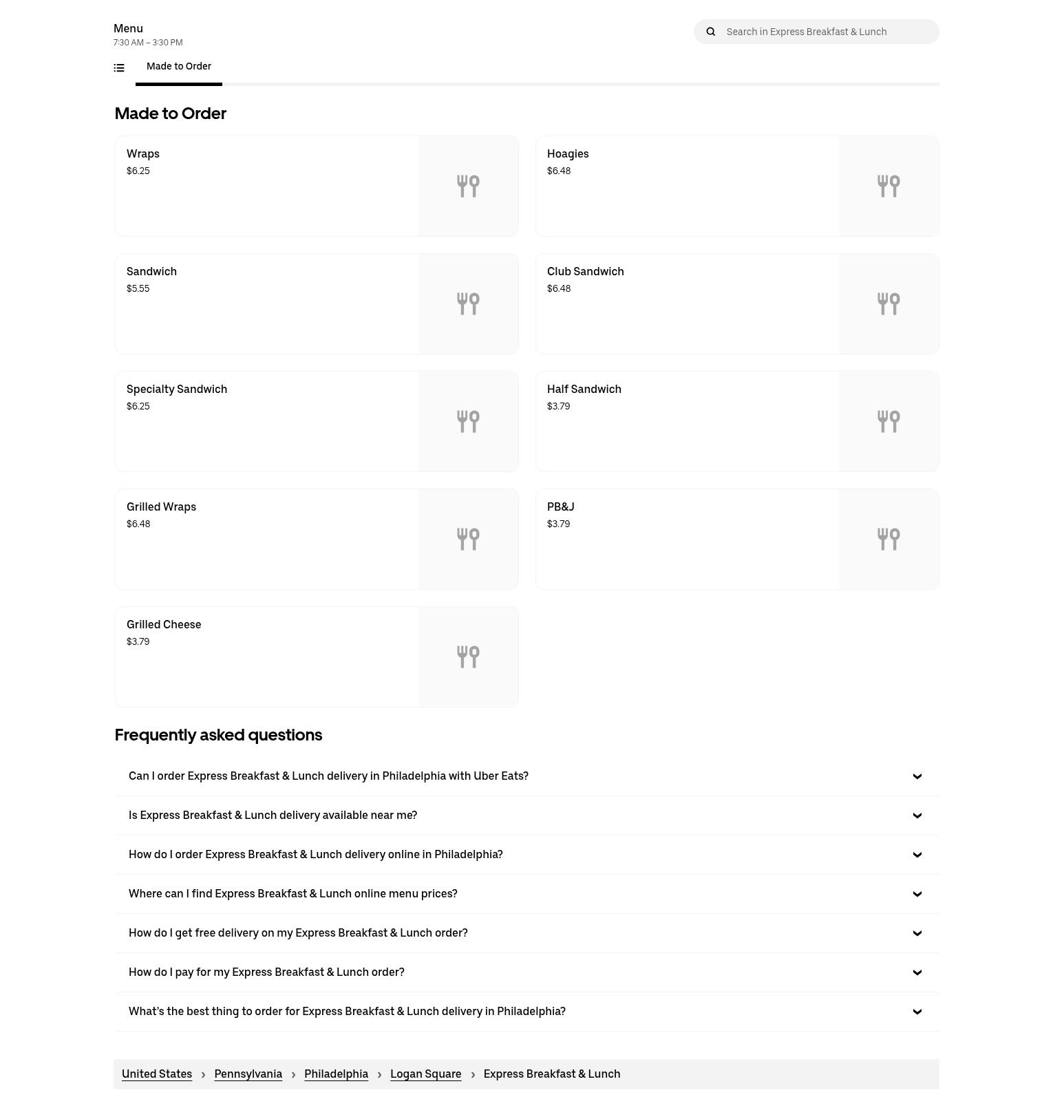 Express Breakfast & Lunch Menu