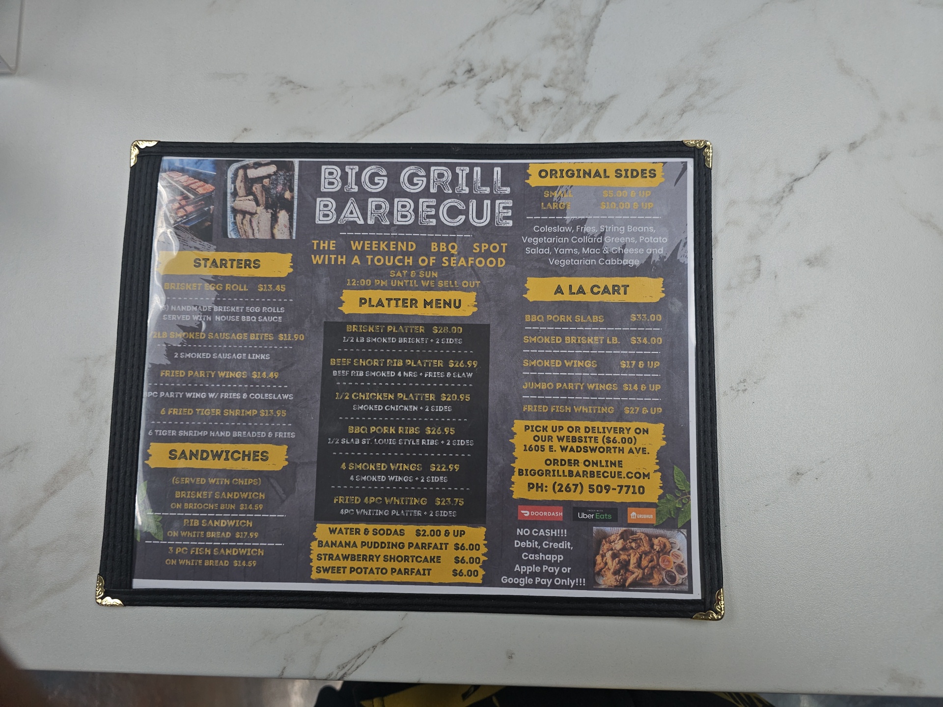 Big Grill Barbecue Company Menu
