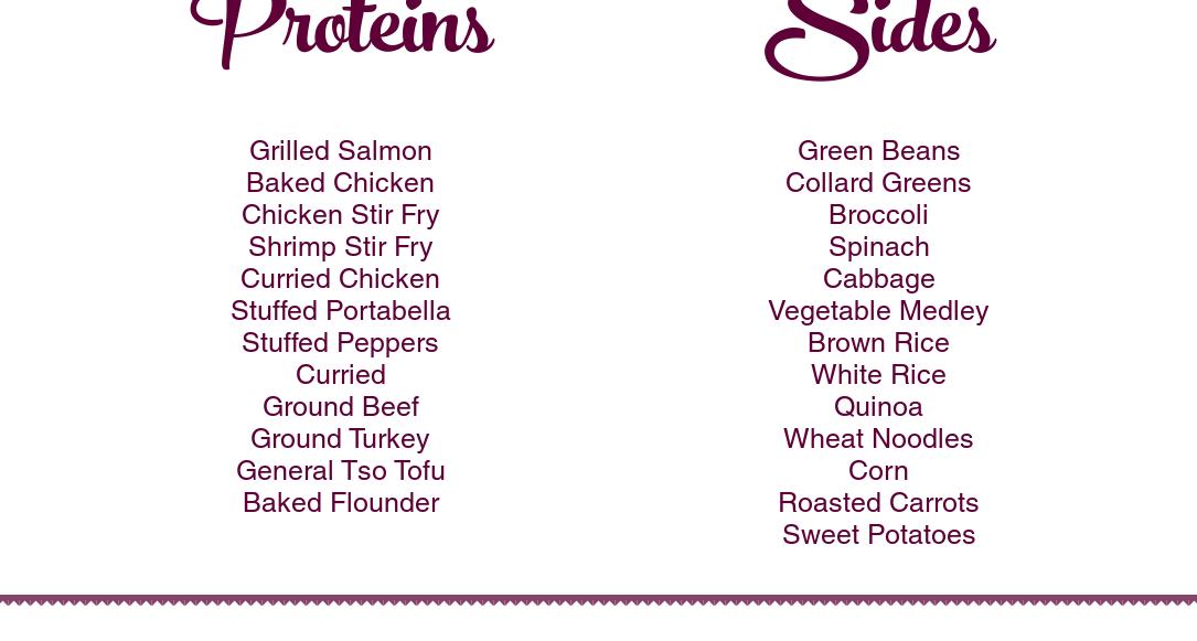 Donias Dishes Menu
