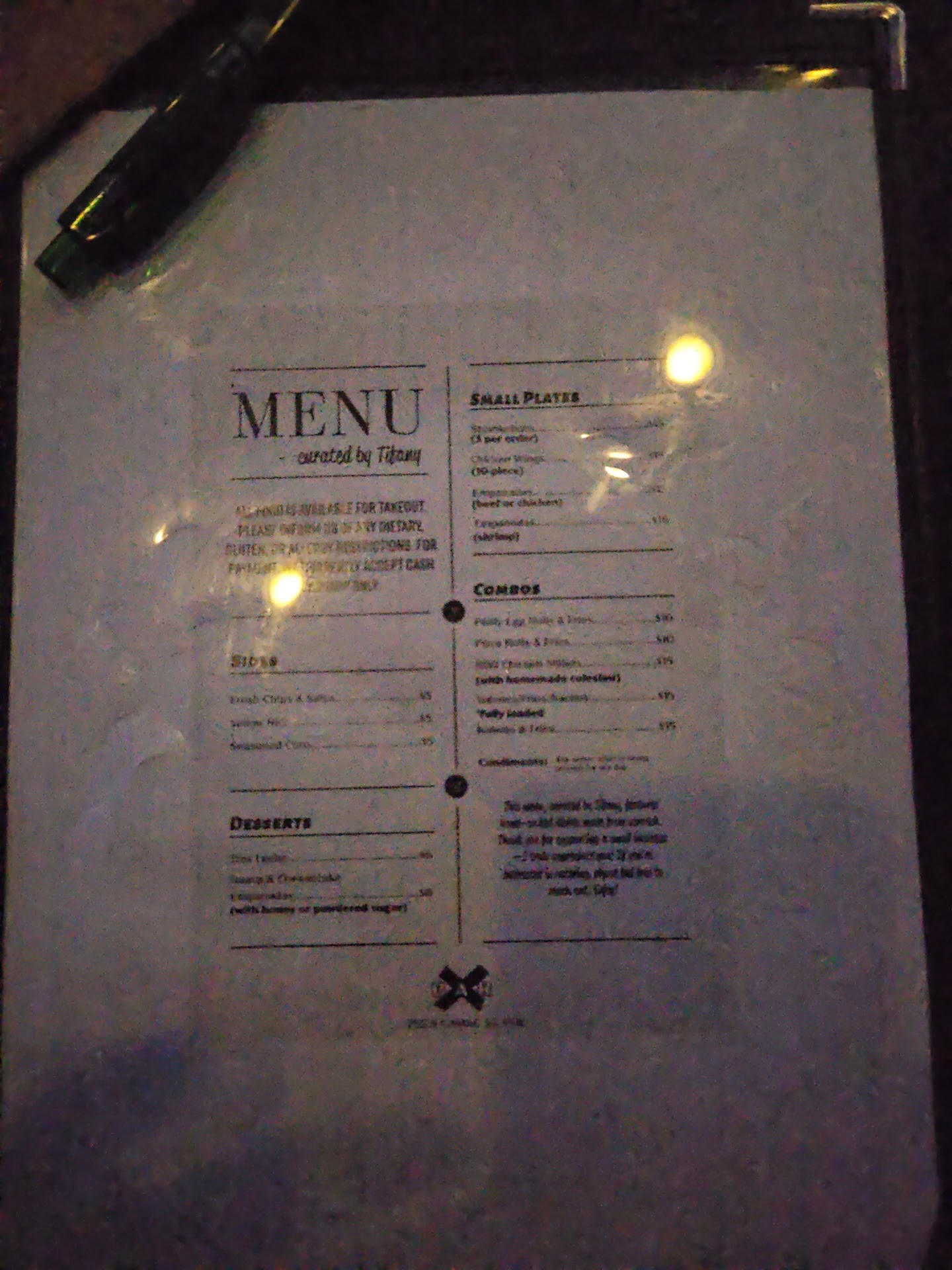 Bar X Menu