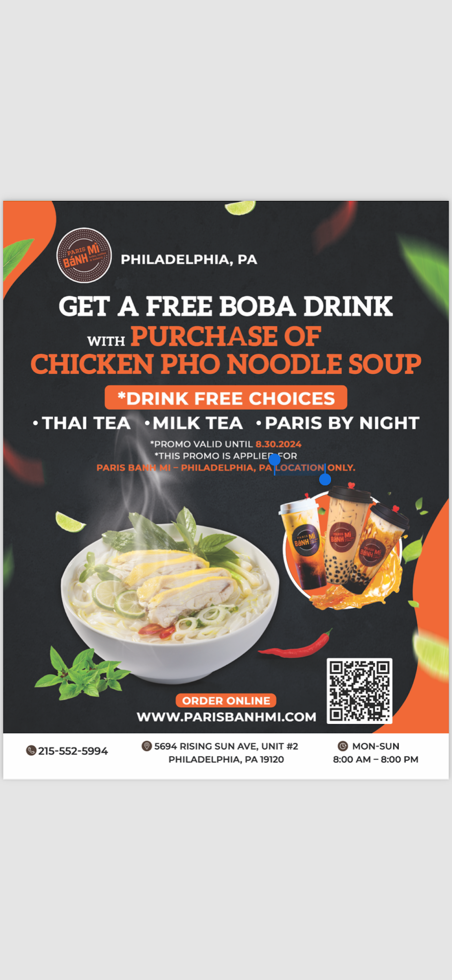 Paris Bánh Mì Philadelphia PA Menu