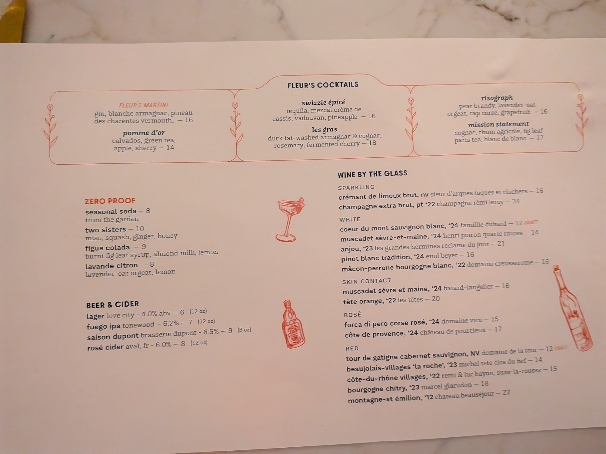 Fleur's Menu