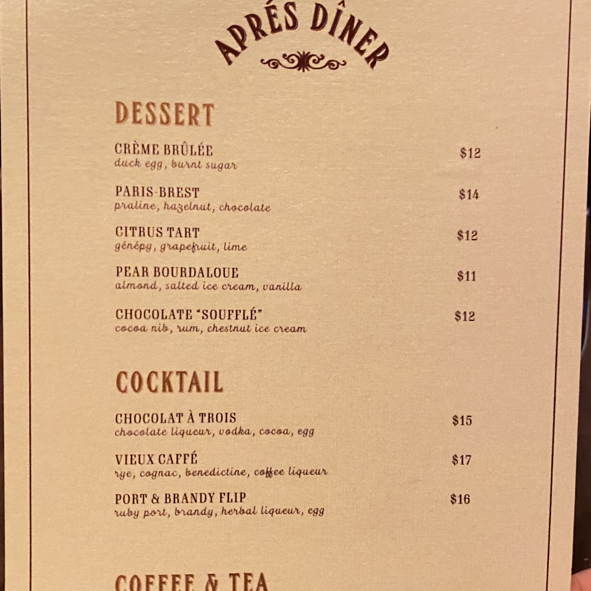 The Lesieur Menu