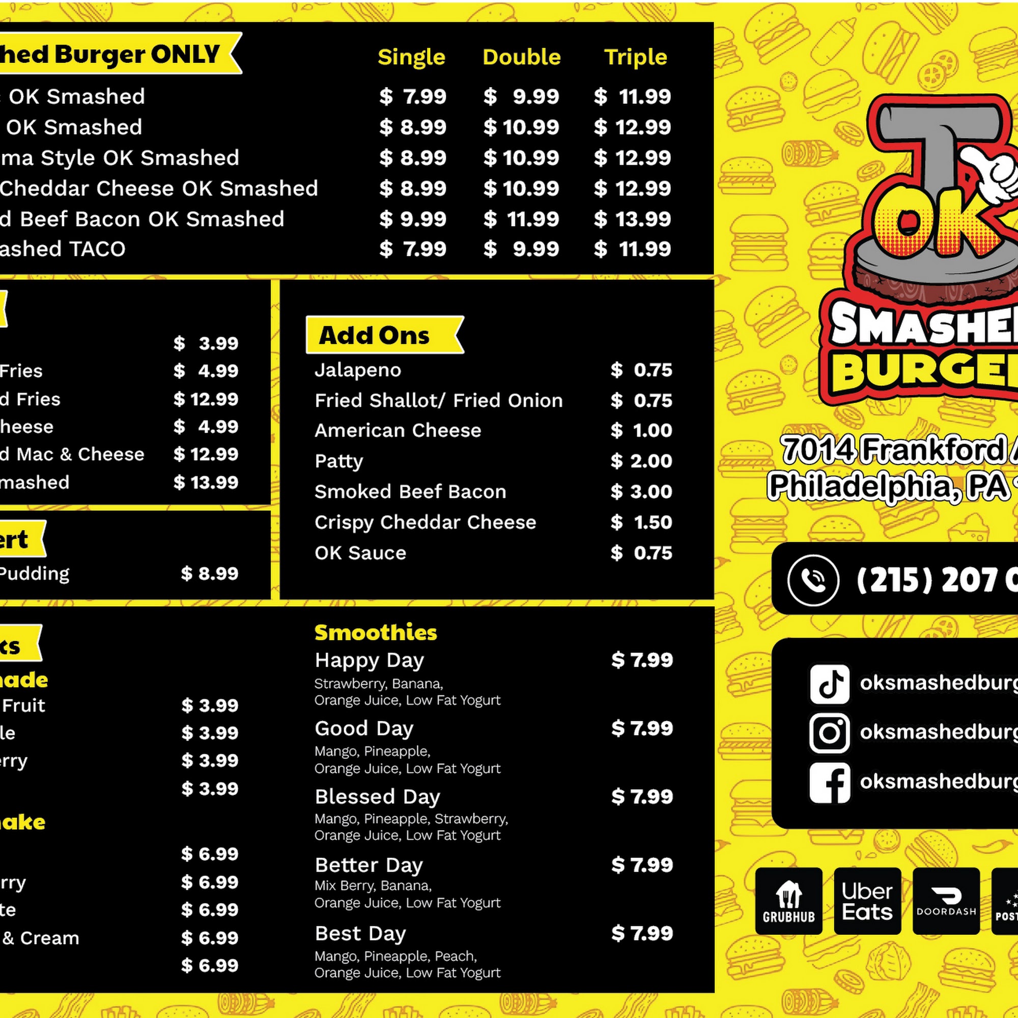 OK SMASHED BURGER Menu