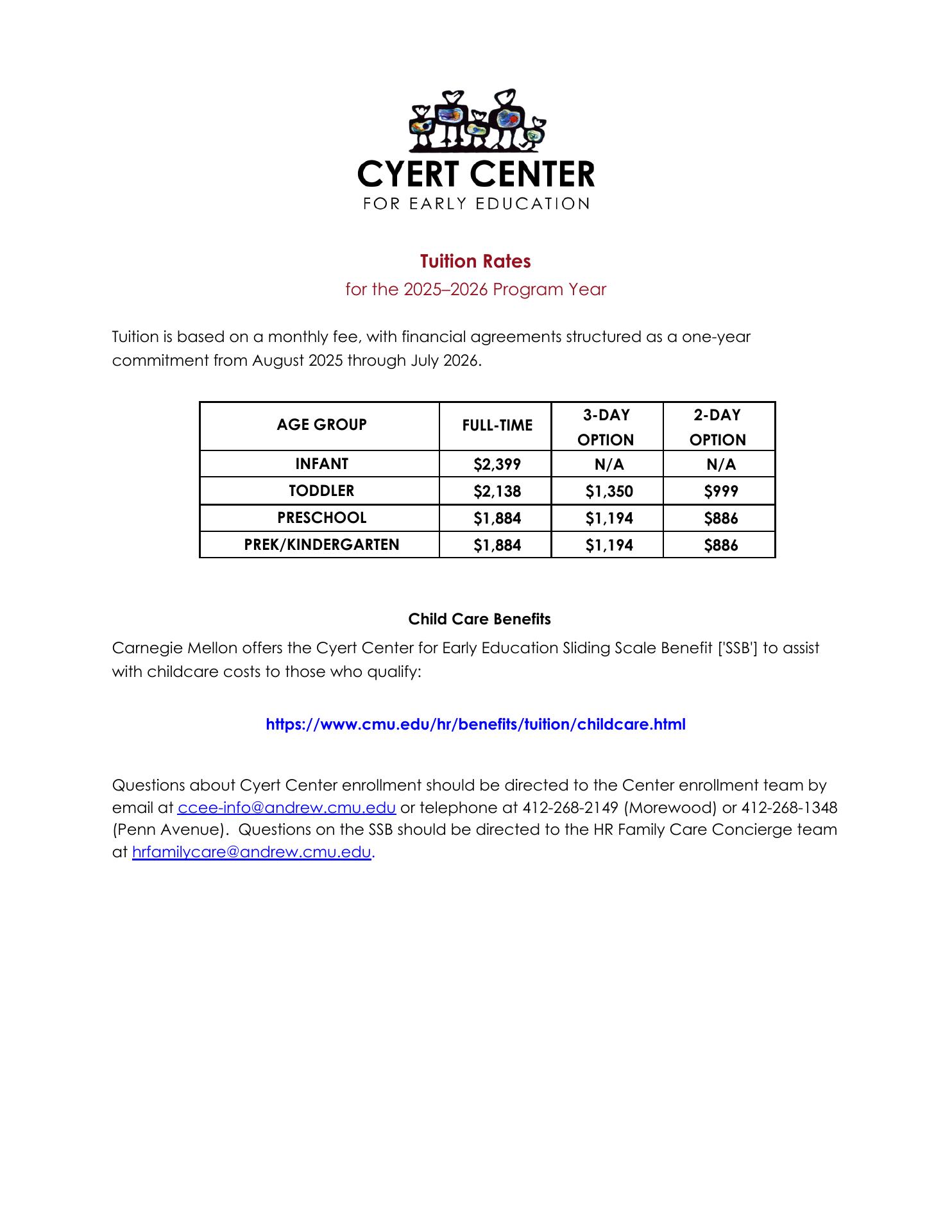 Cyert Center for Early Education Menu