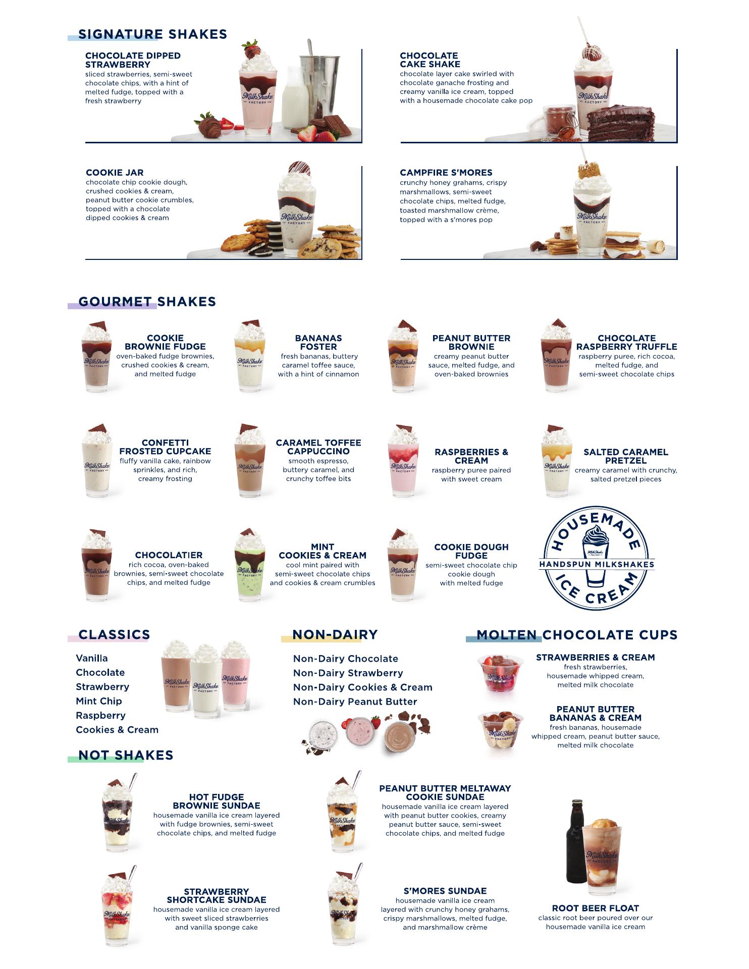 Milkshake Factory (McCandless Crossing) Menu