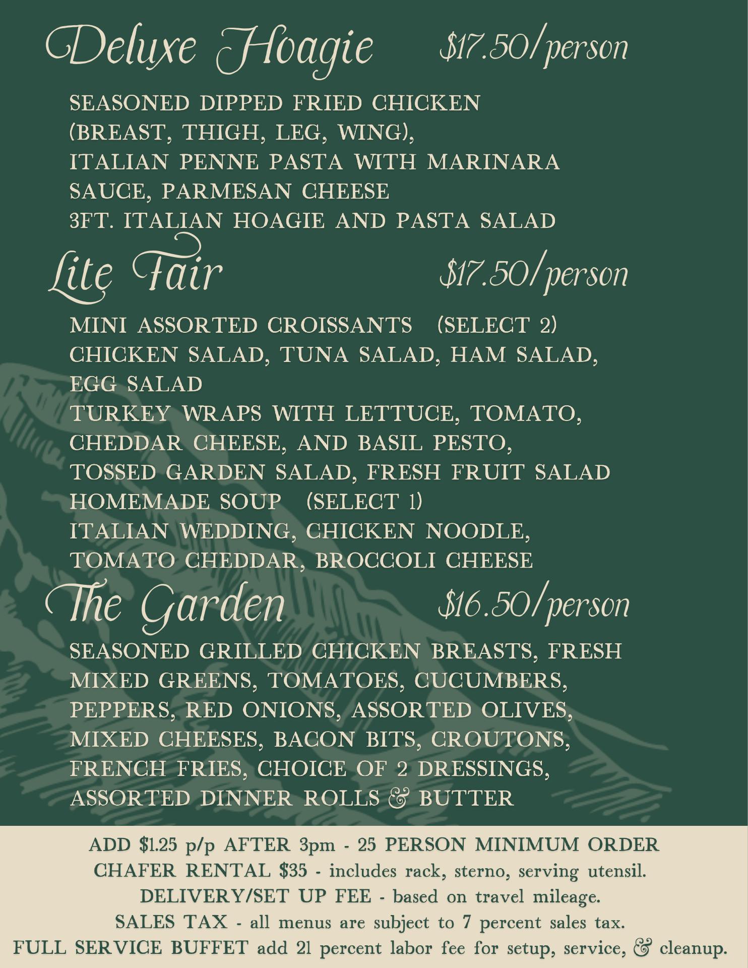 Monteverdes Catering Menu
