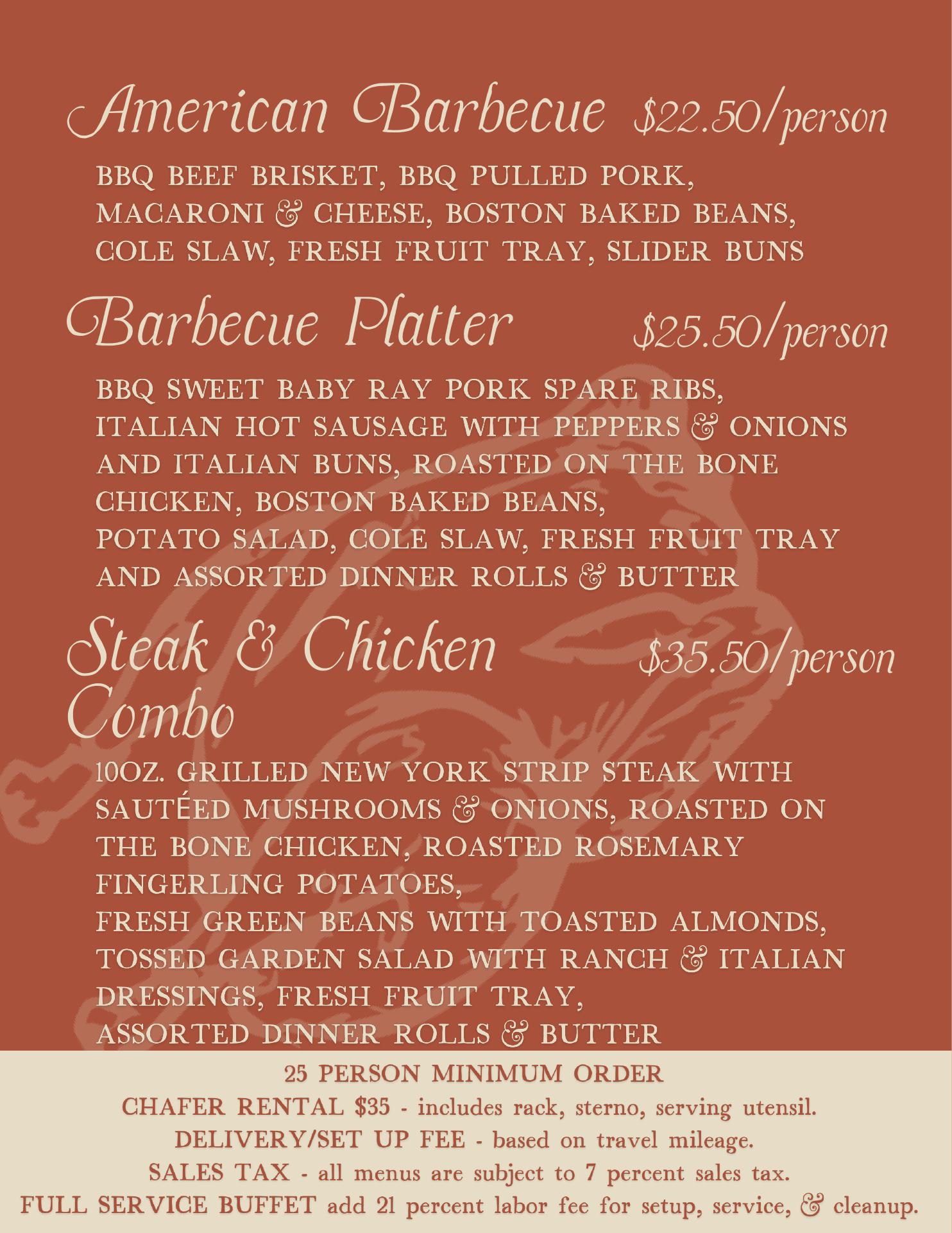 Monteverdes Catering Menu