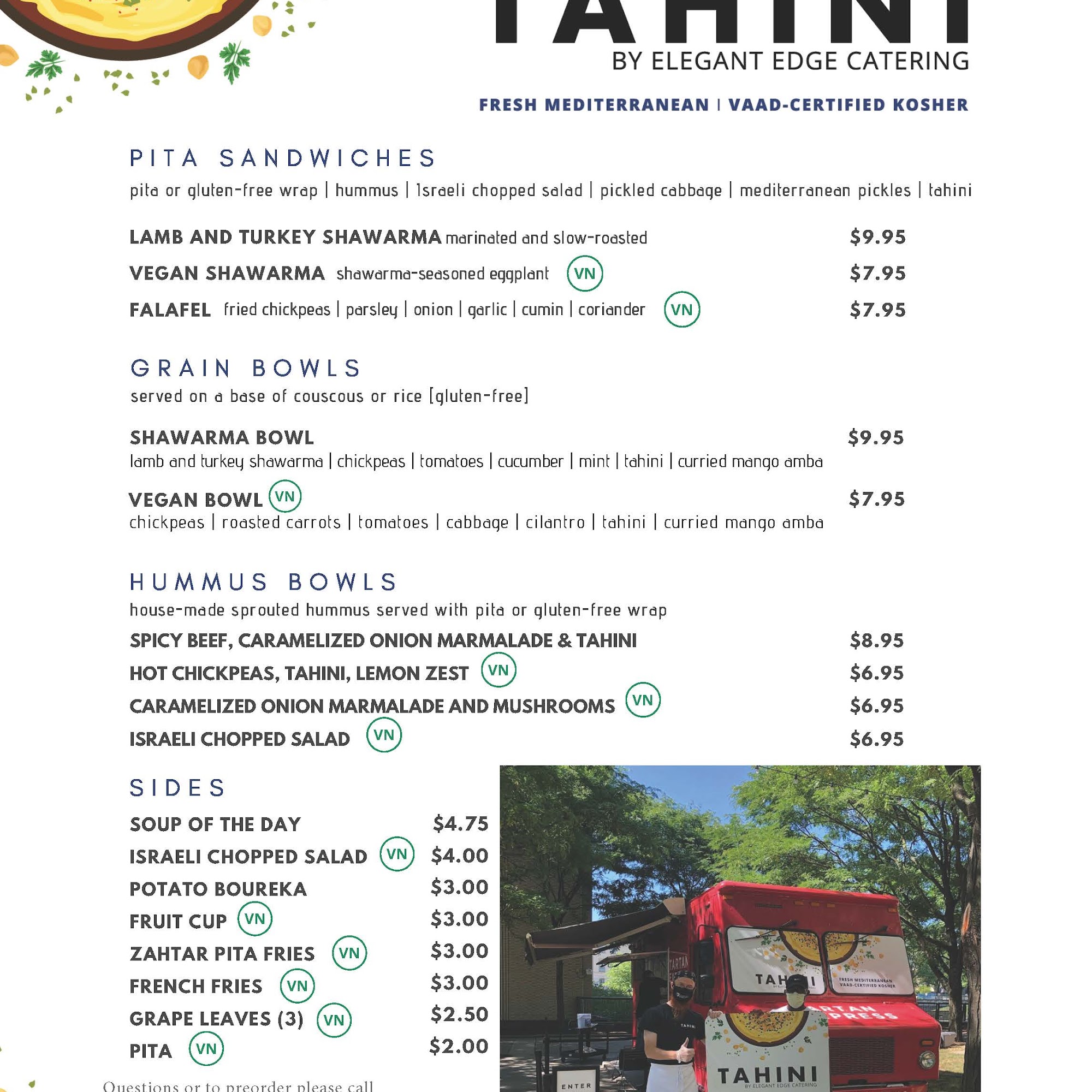 Tahini by Elegant Edge Catering Menu