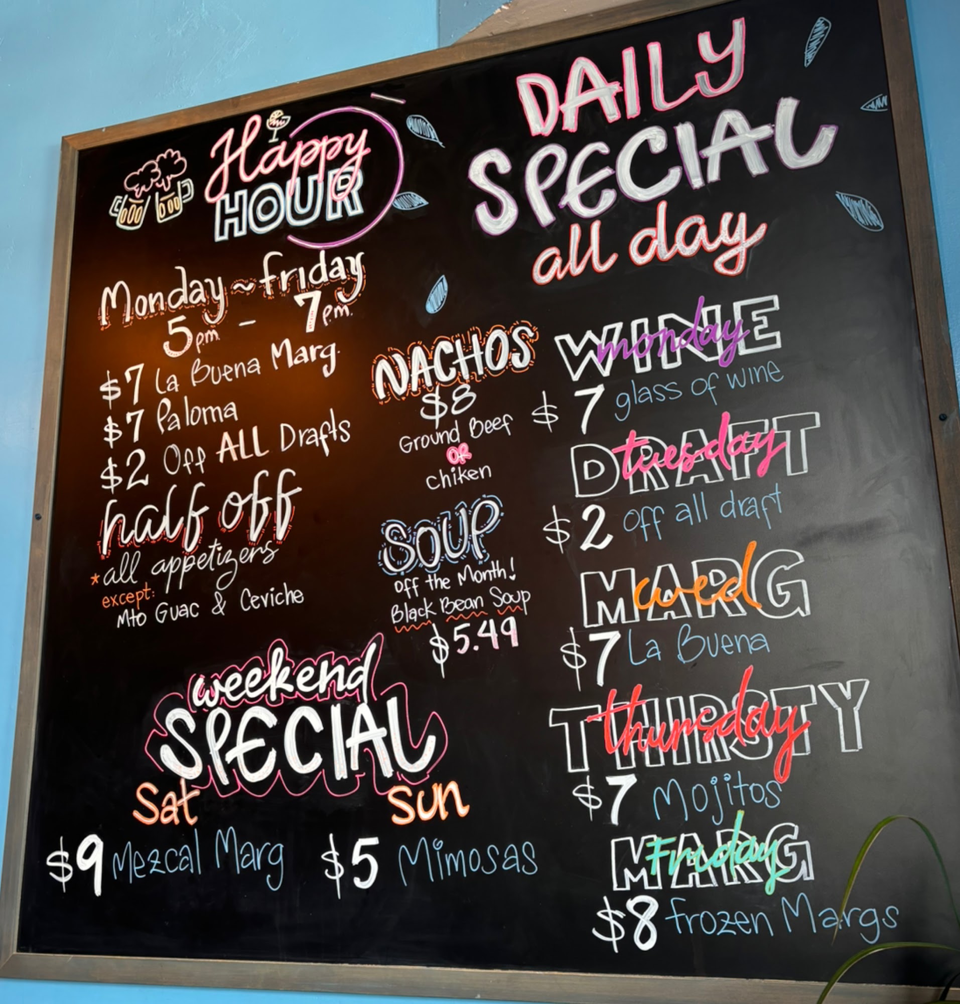 Buenatarde Tequila y Mezcal Menu