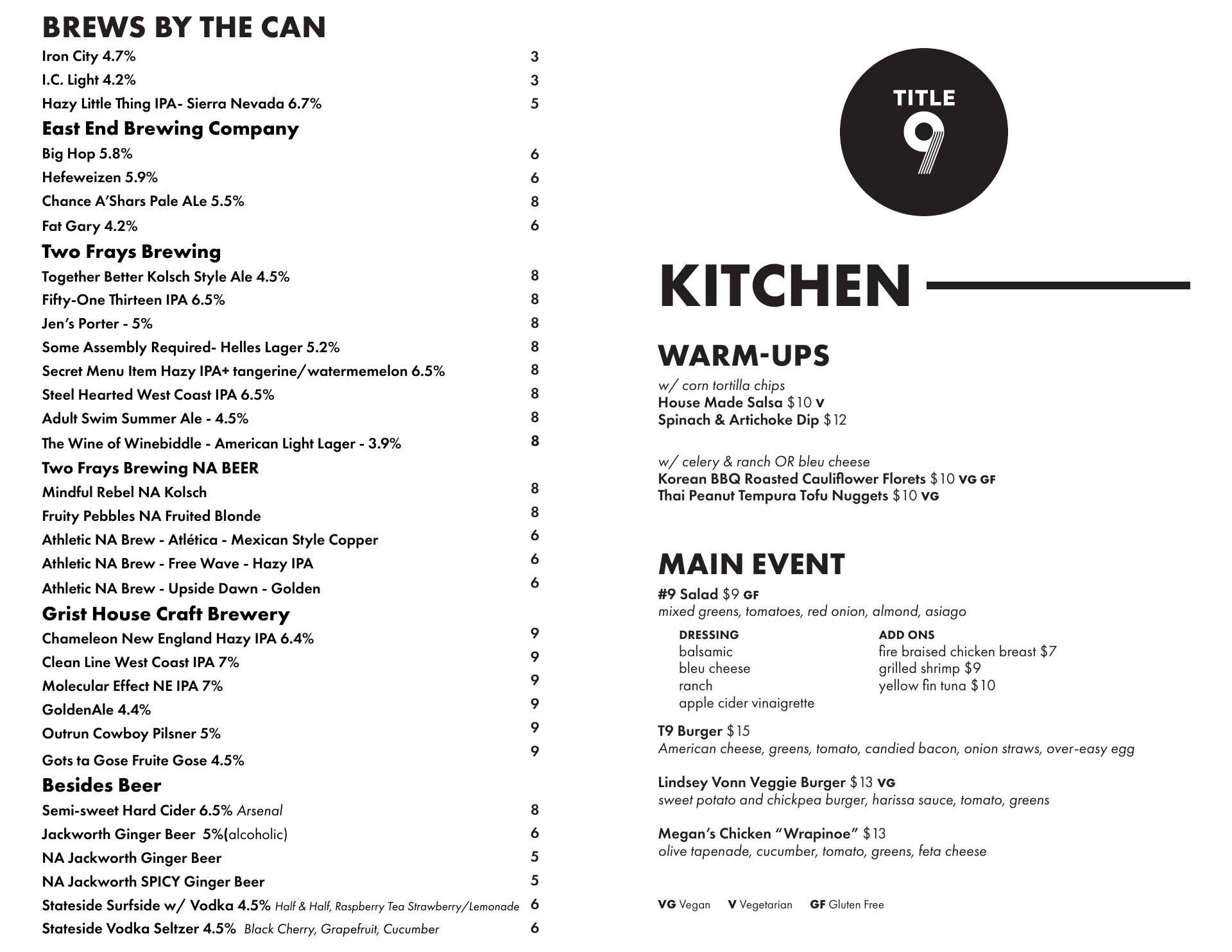 Title 9 PGH Menu