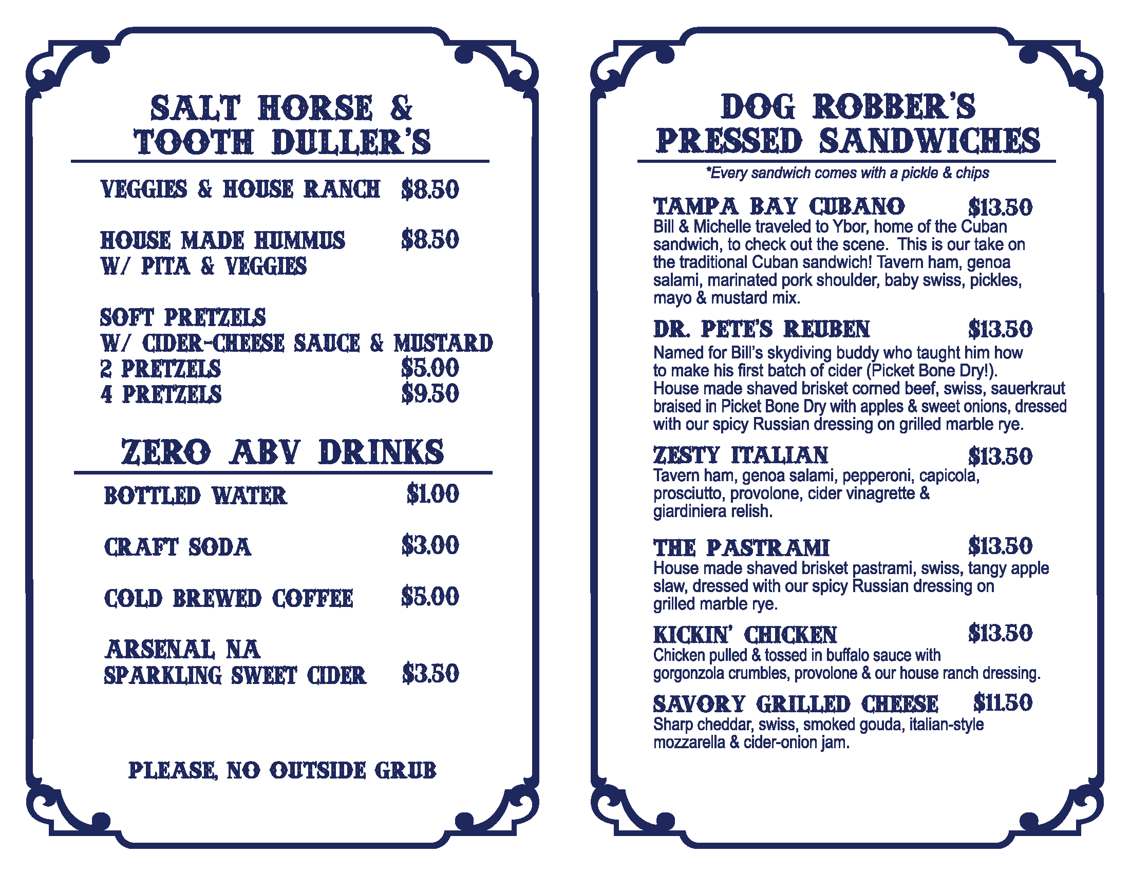 Arsenal Cider House - Penn Hills Menu