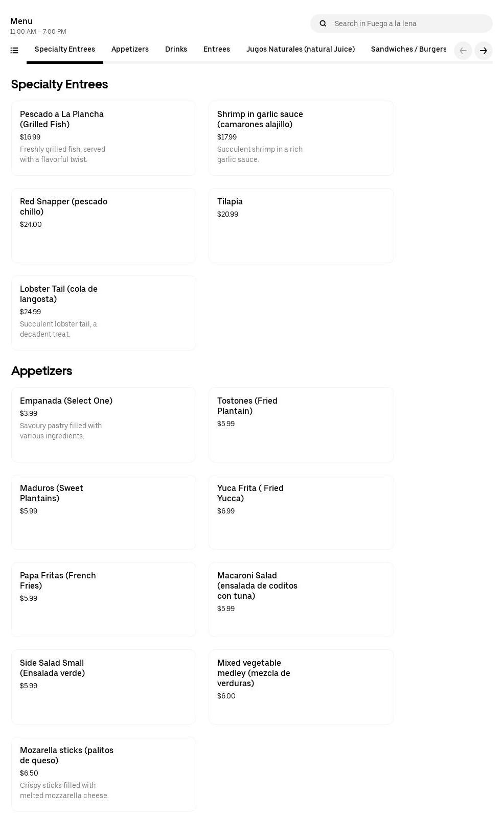 El Punto 809 - Dominican Restaurant Menu