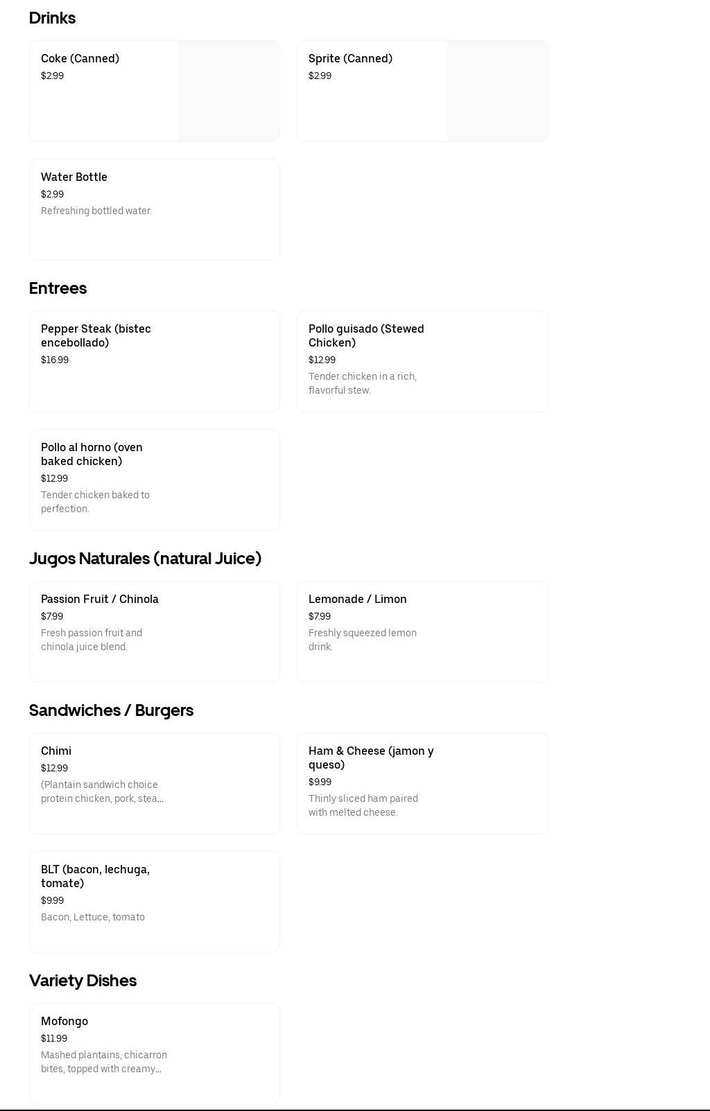 El Punto 809 - Dominican Restaurant Menu