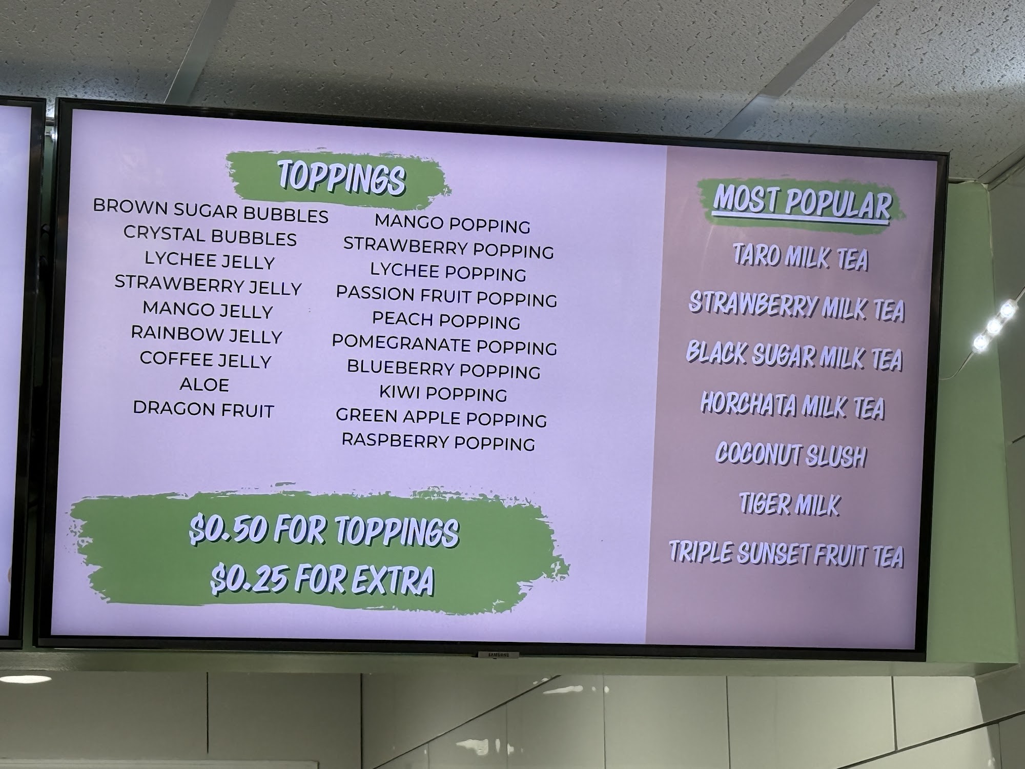 Koala Tea Menu
