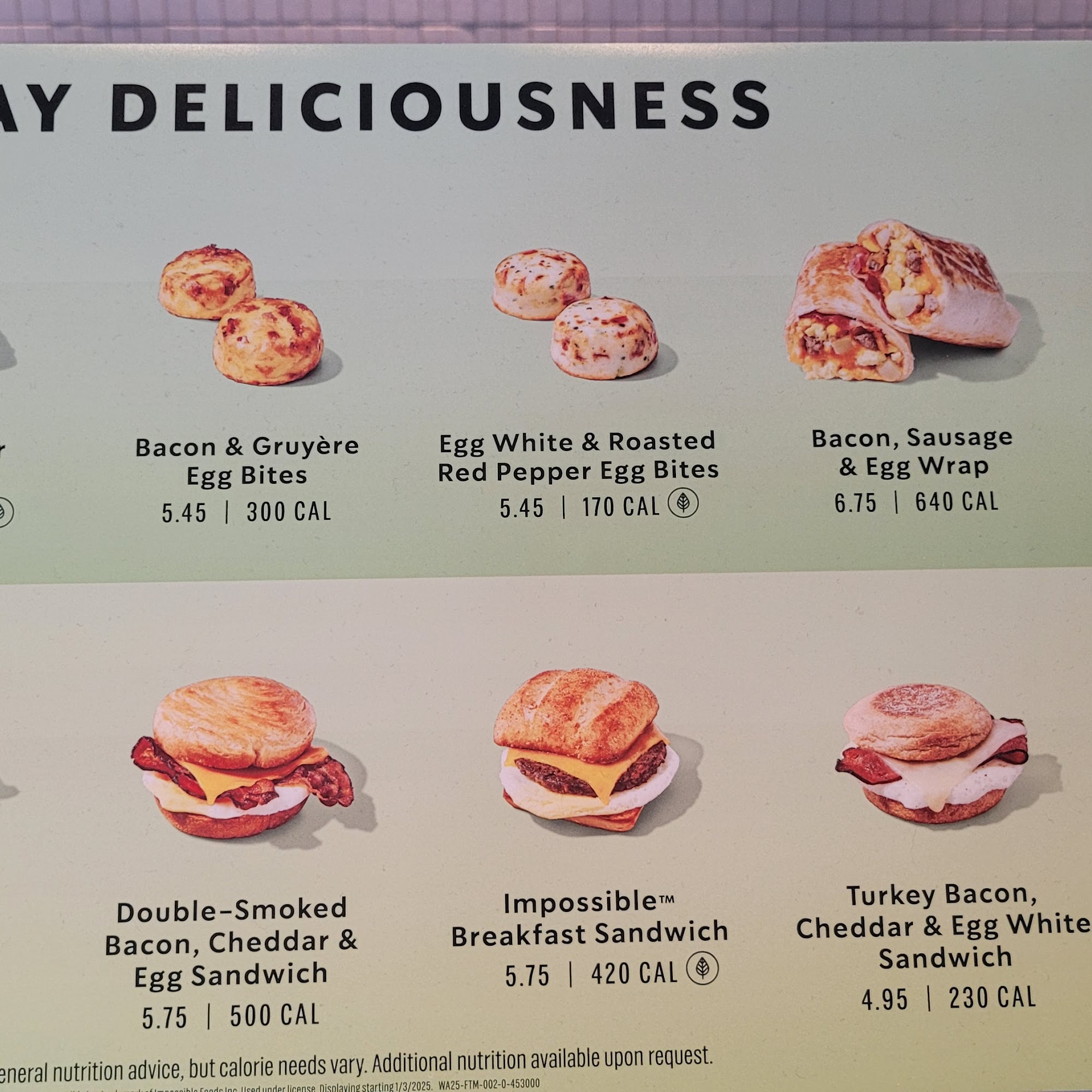 Starbucks Coffee Company Menu