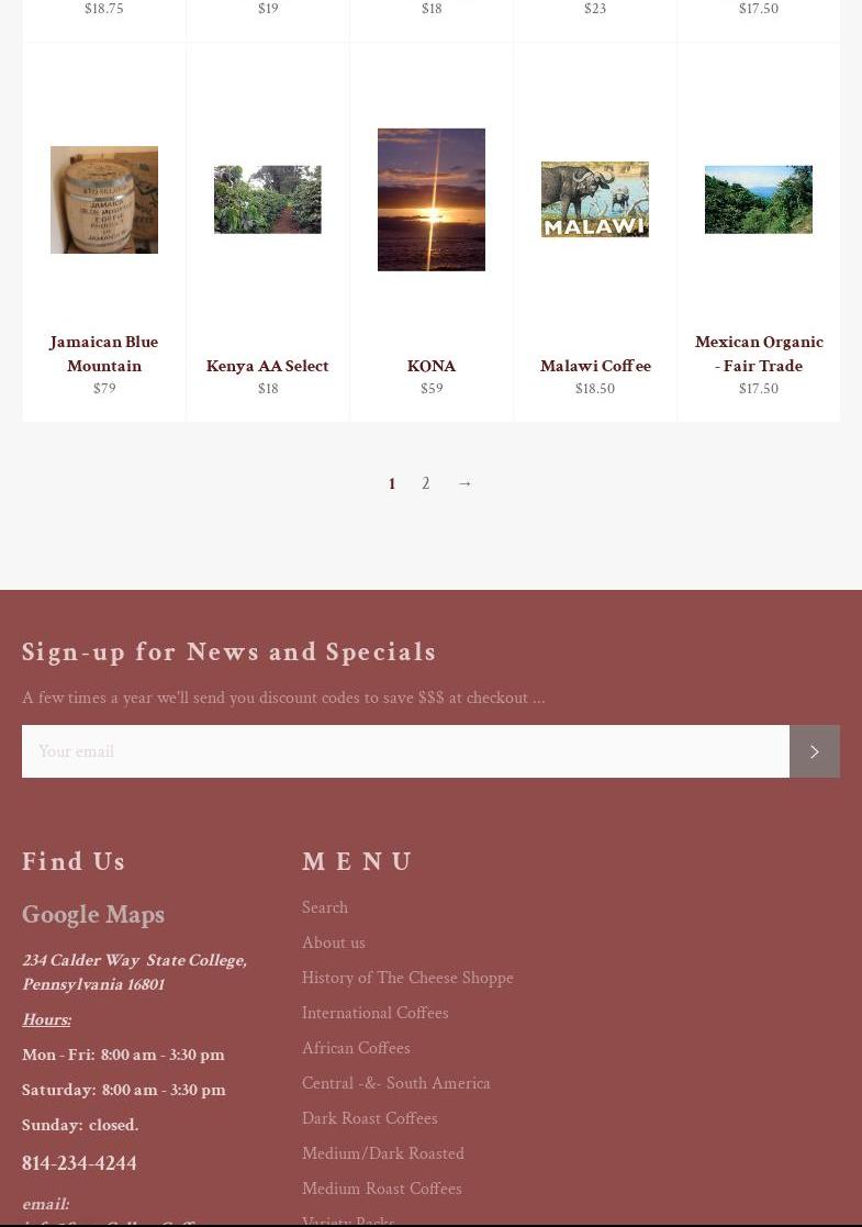 WC Clarke's The Cheese Shoppe Menu