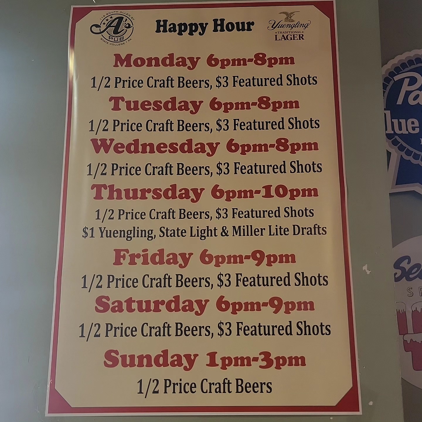 A's Pub at McLanahan's Downtown Market Menu