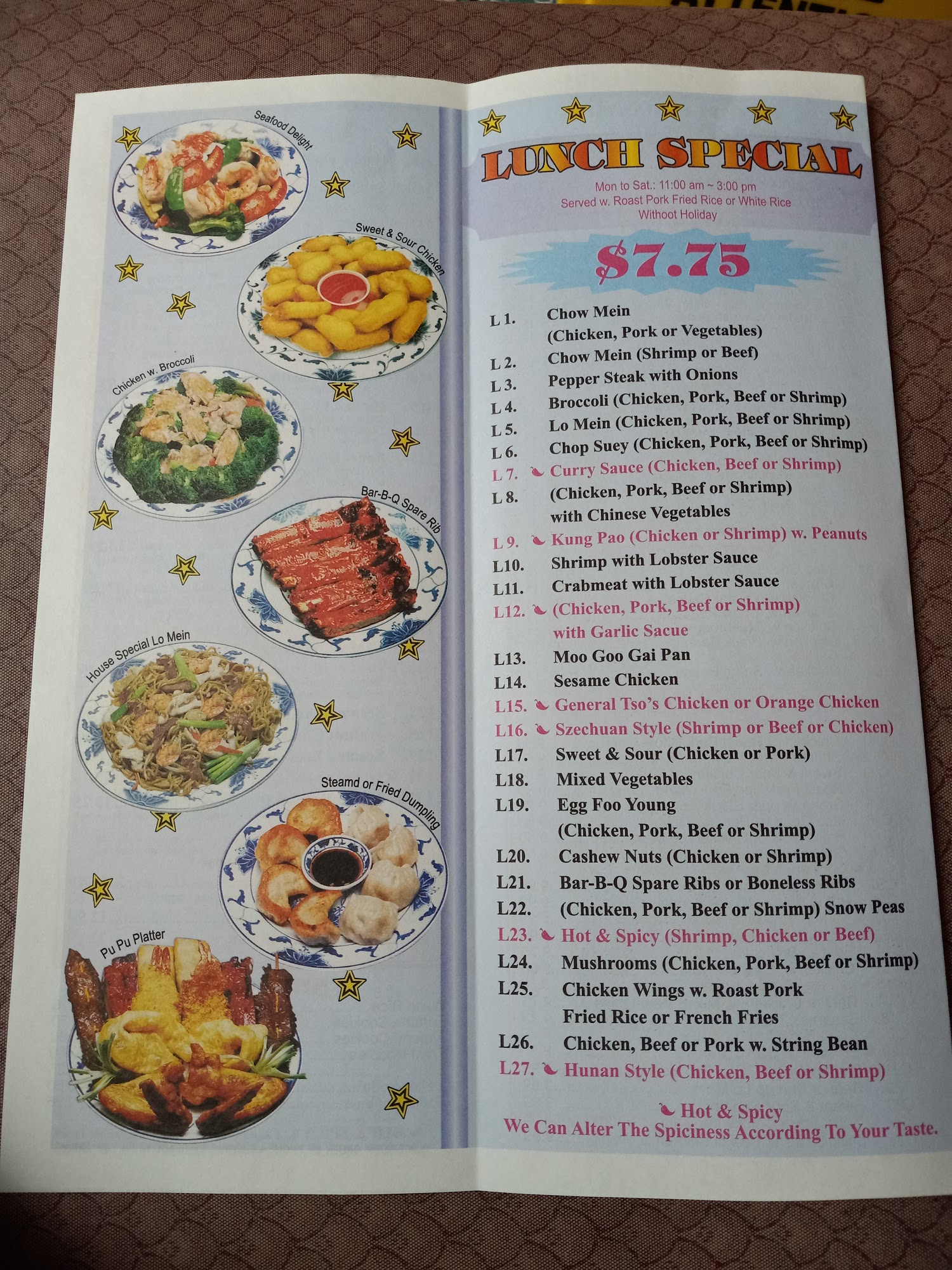 Five Star Menu