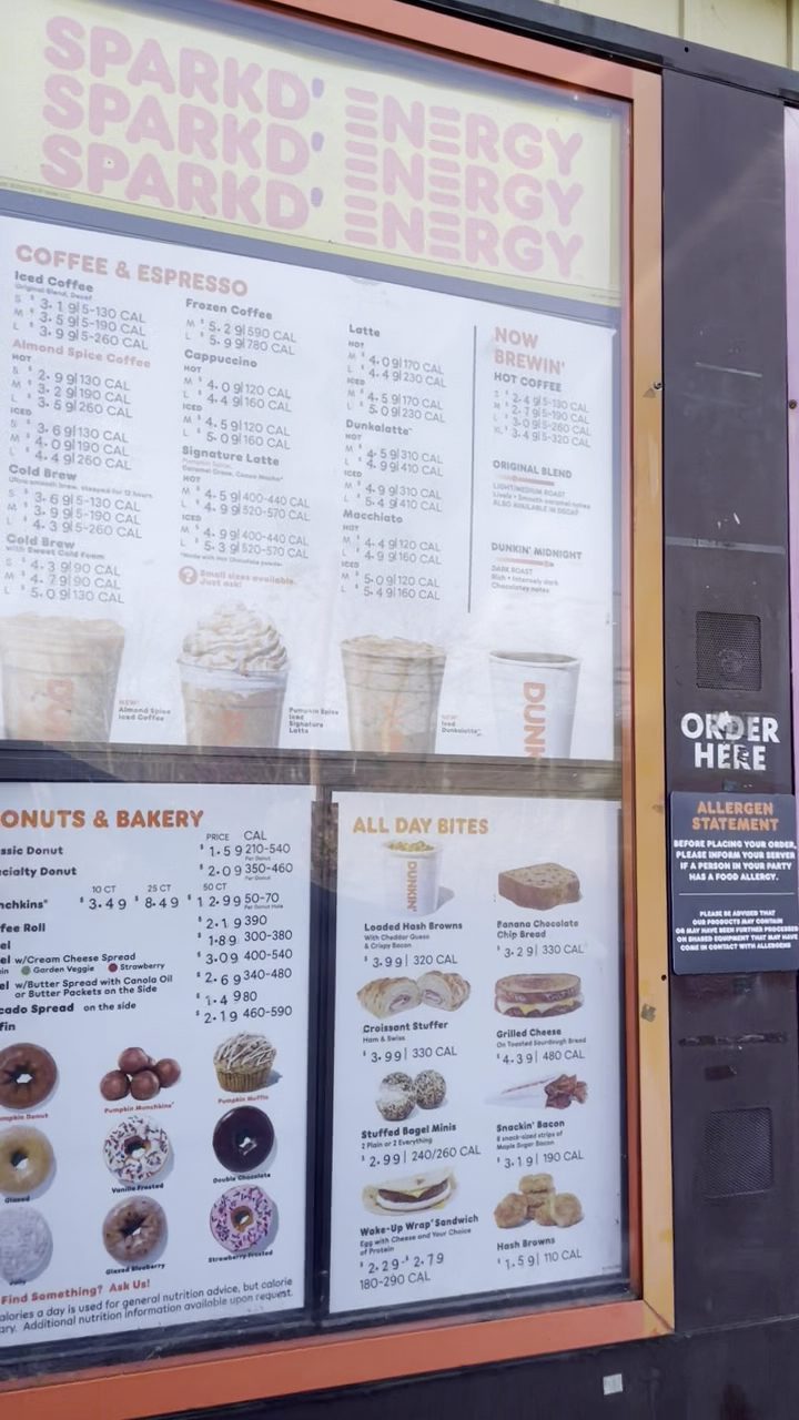 Dunkin' Menu