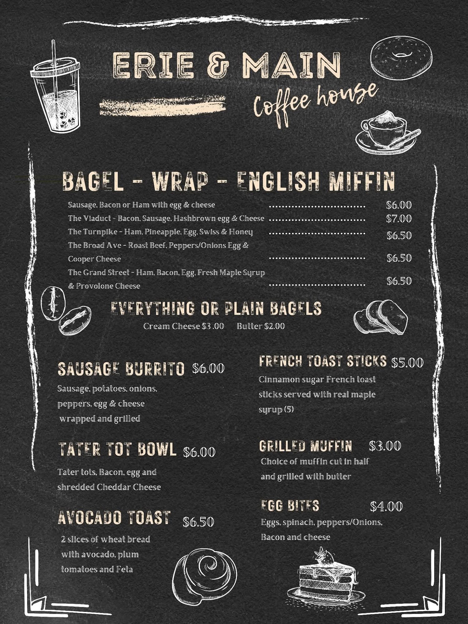 Erie & Main Coffee House Menu