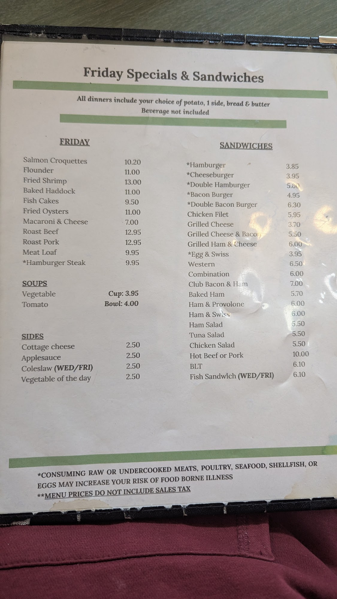Massarts Menu