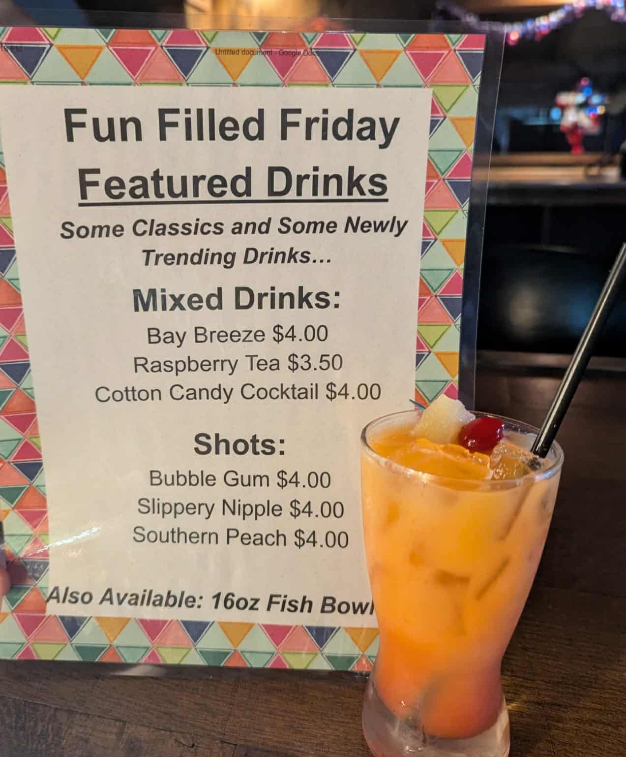 Diamond Bar & Grill Menu