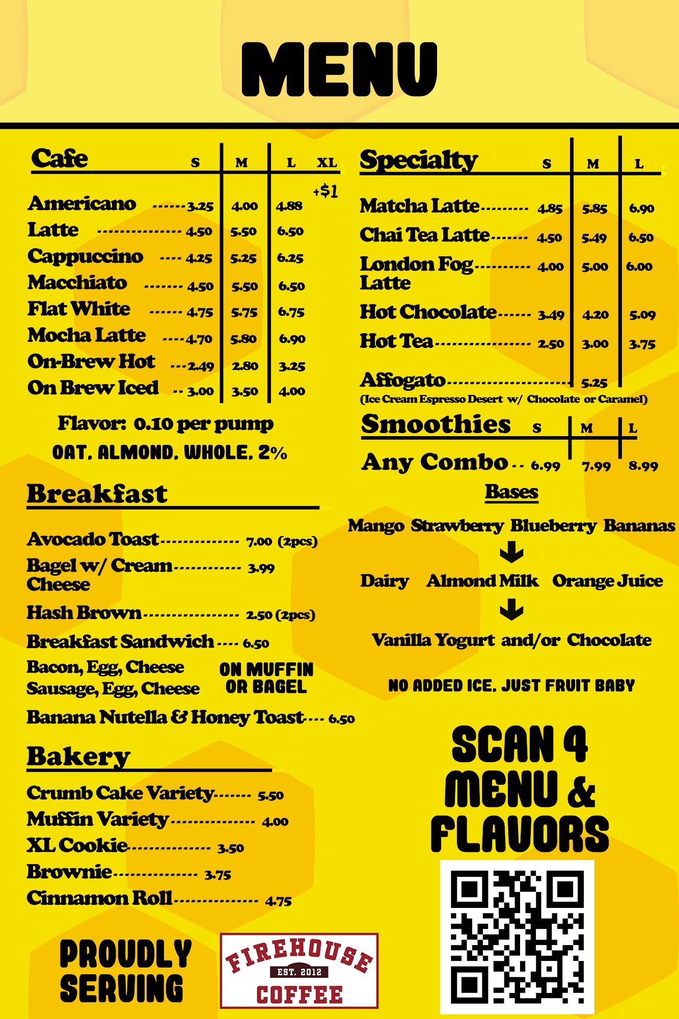 Comb Coffee Co. Menu