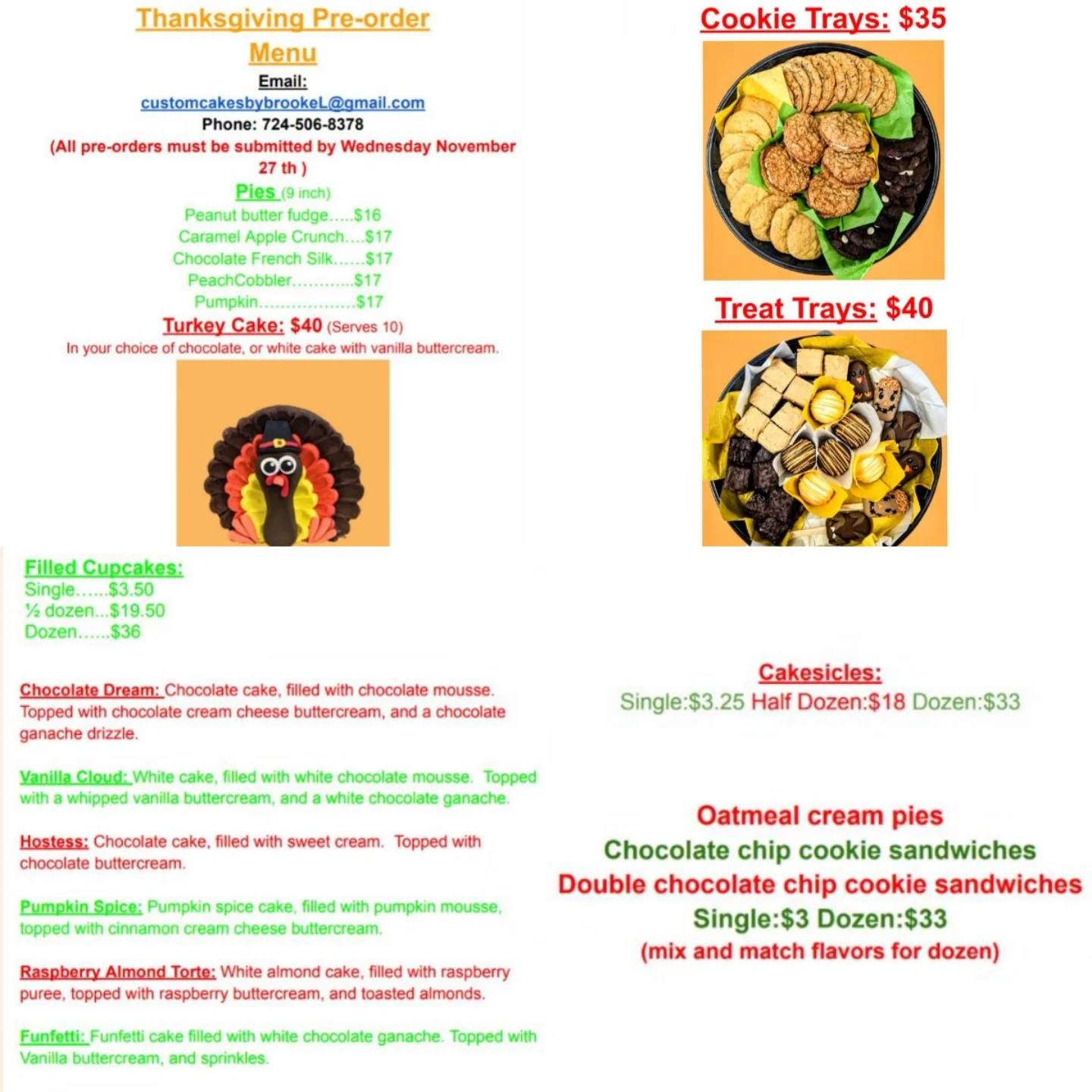 Custom Cakes by Brooke Menu