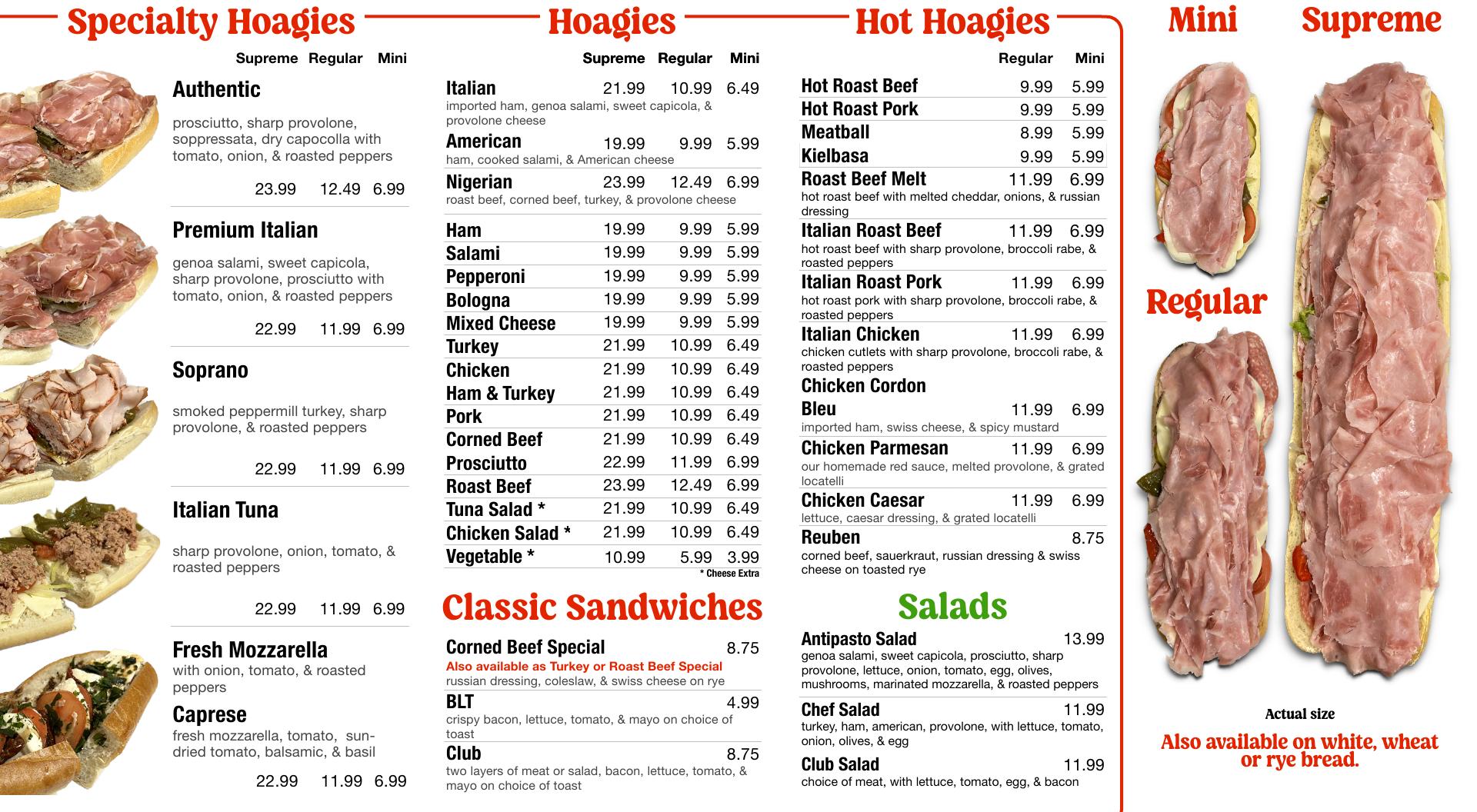 Car-Mira's Deli Menu