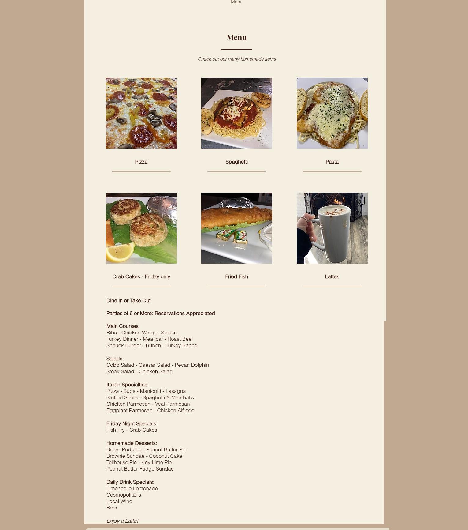 The Forest Nook Restaurant Menu