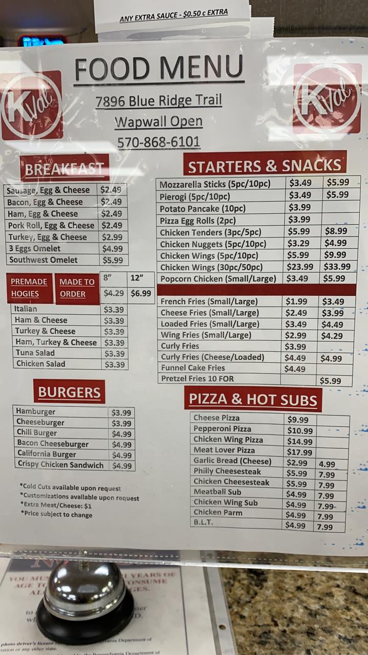 J L Market Menu