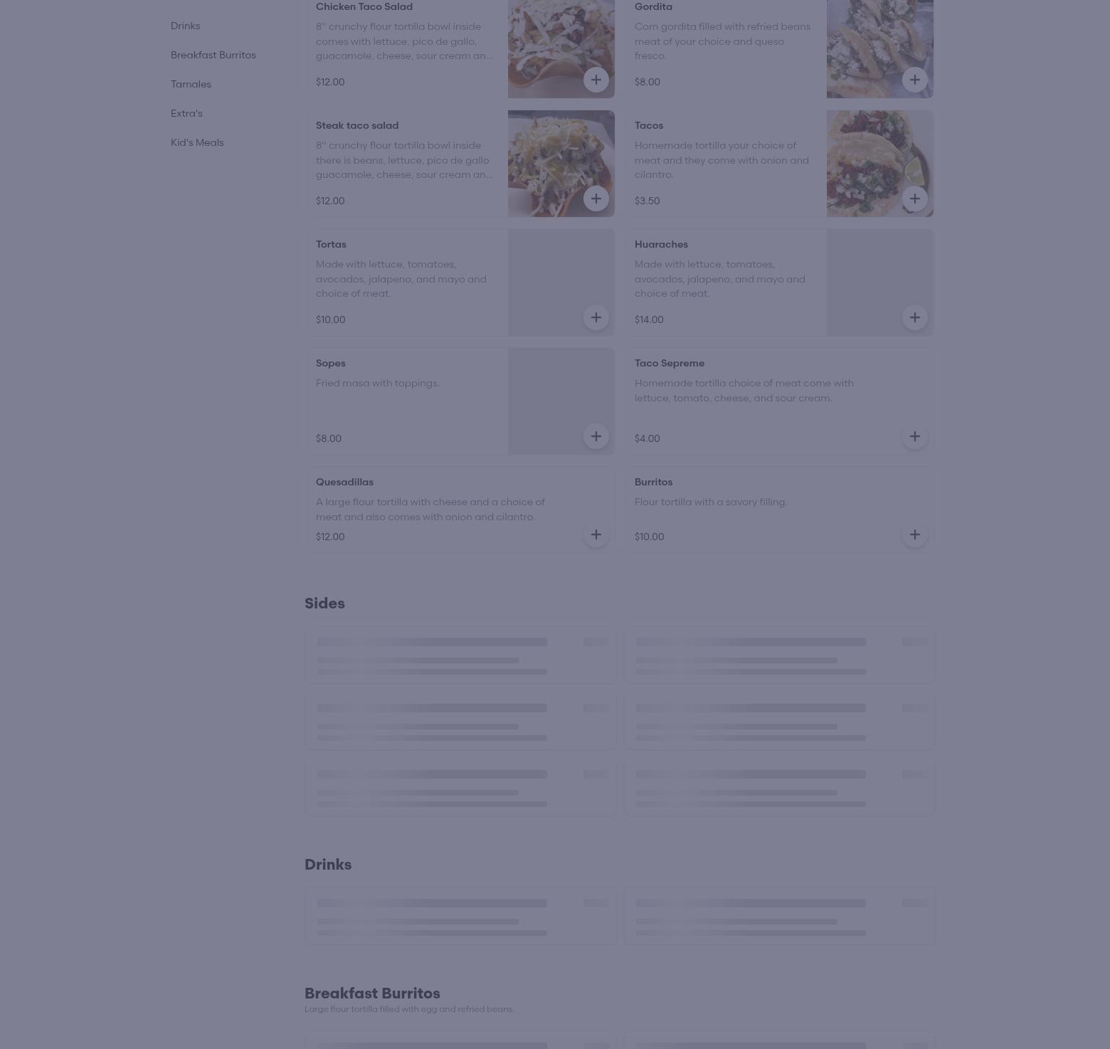 Restaurant Y Panaderia Phoenix Menu
