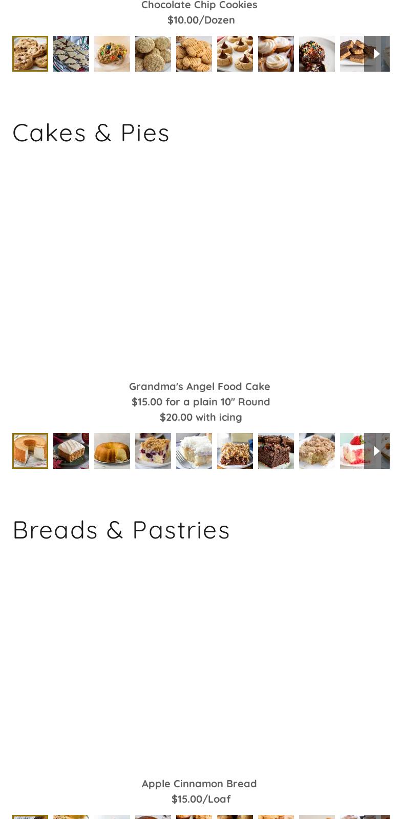 Charlies' Confection Connection Menu
