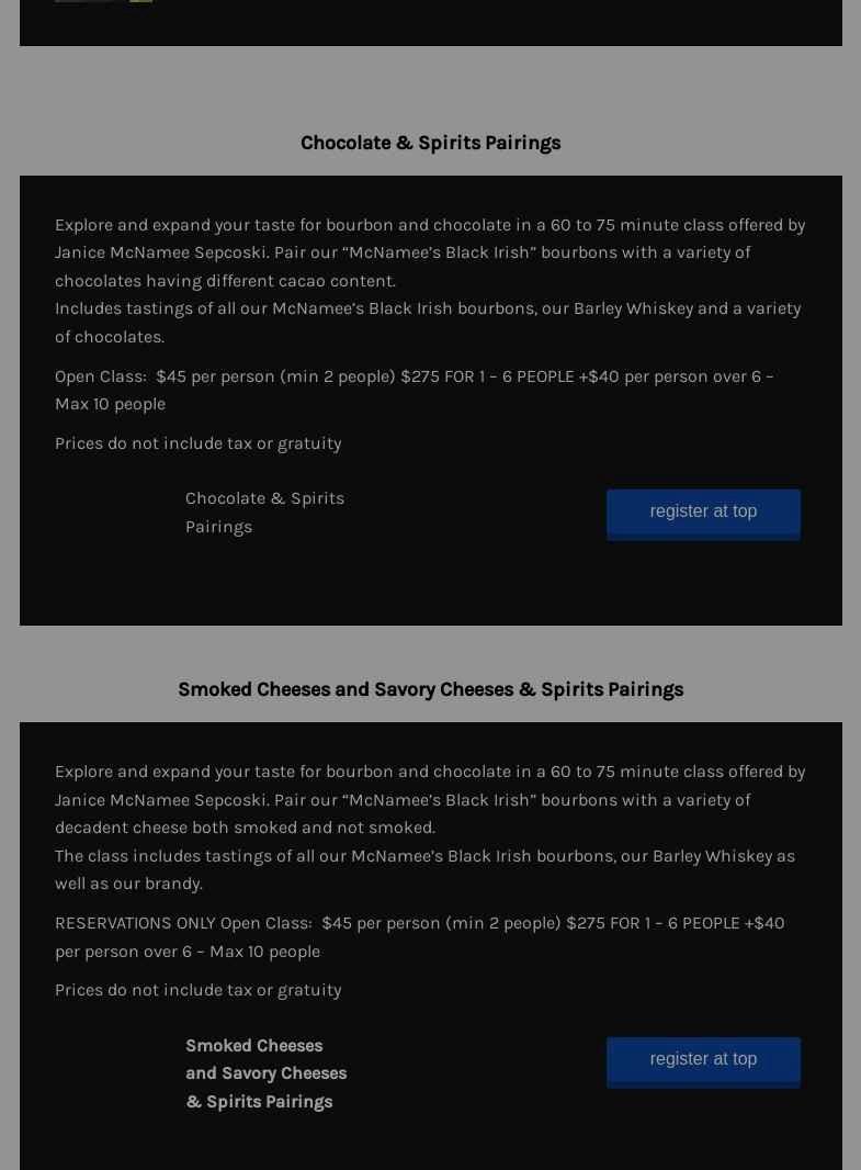 Holy Ghost Distillery, Inc. Menu