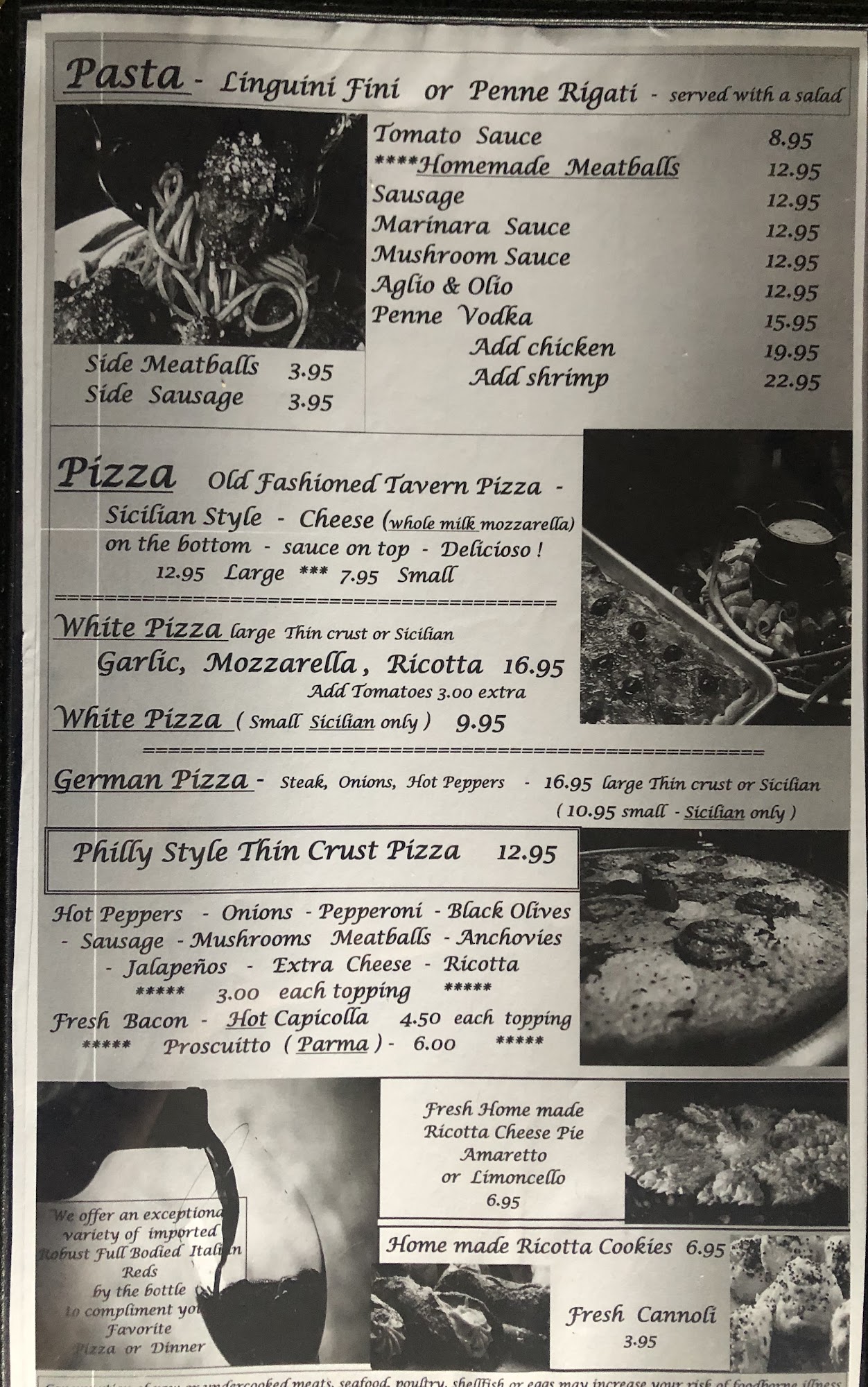 Crivellaro's Ristorante Menu