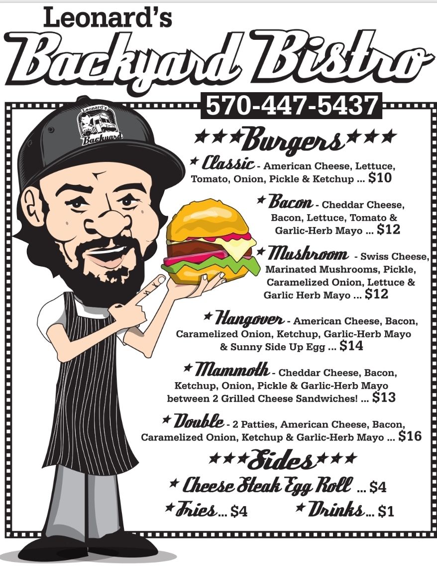 Leonard's Backyard Bistro Menu