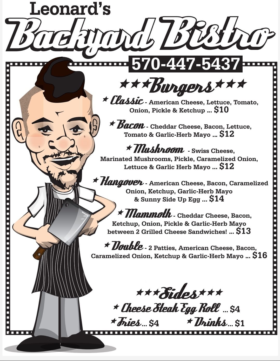 Leonard's Backyard Bistro Menu