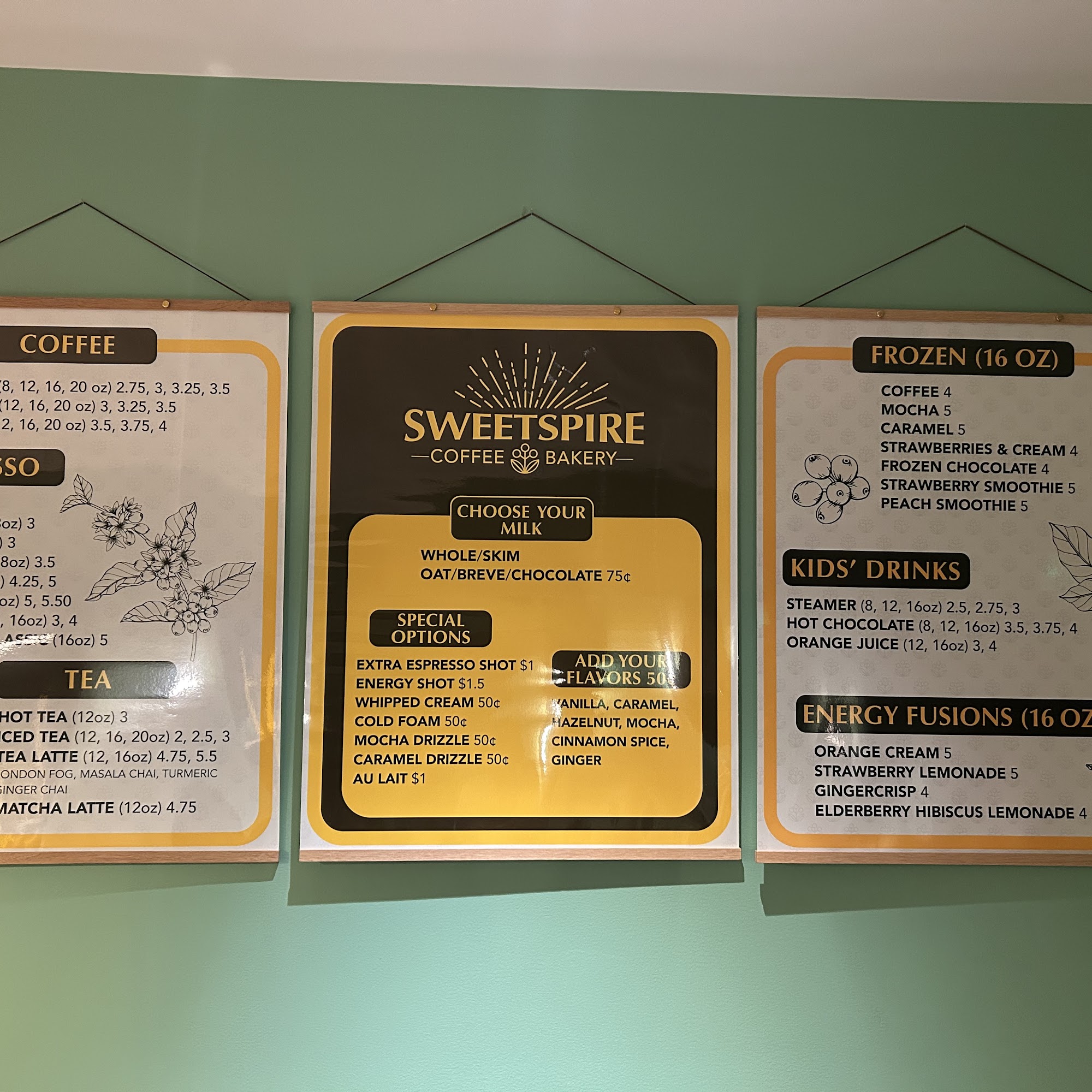 Sweetspire Coffee & Bakery Menu