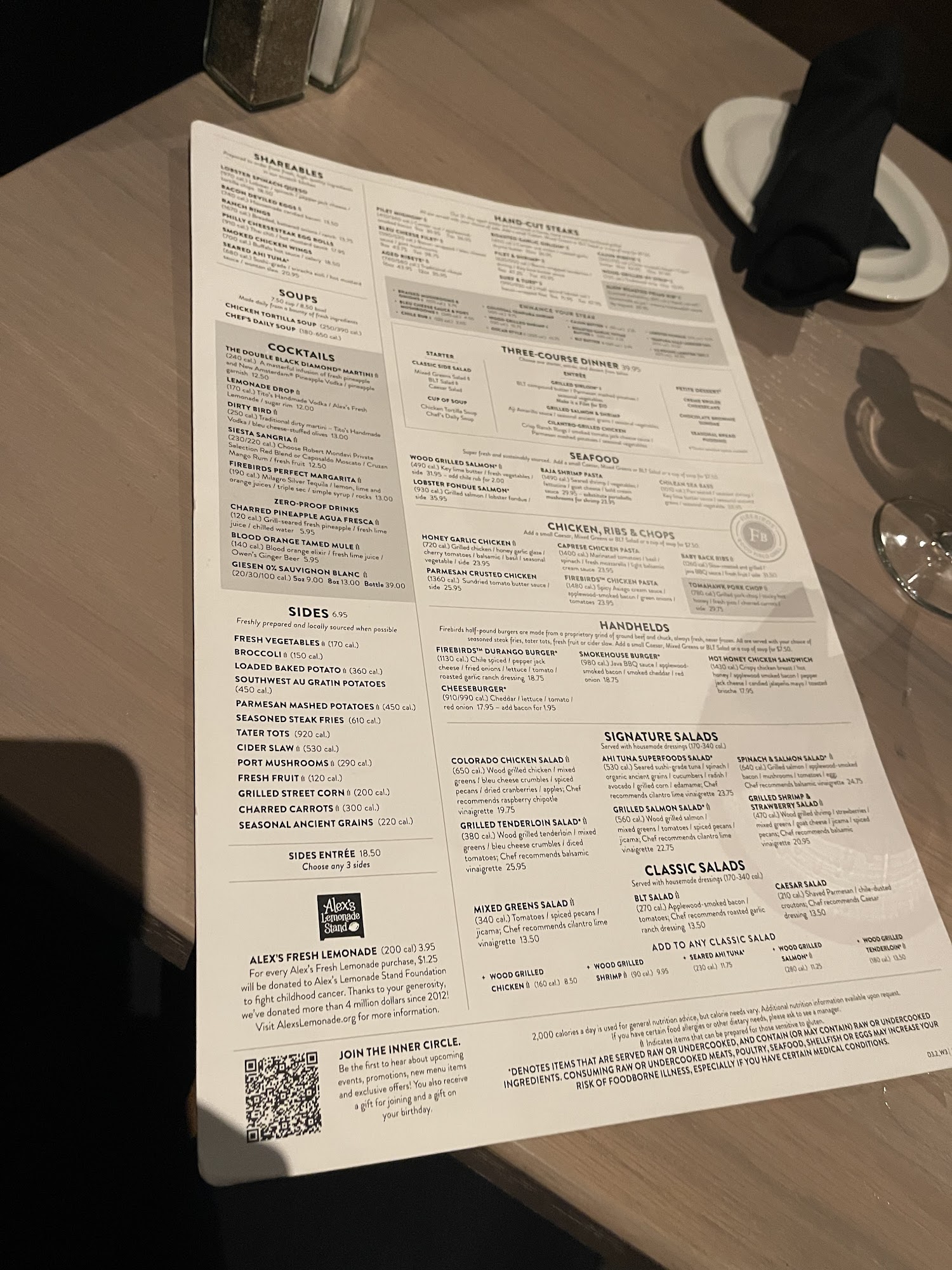 Firebirds Wood Fired Grill Menu