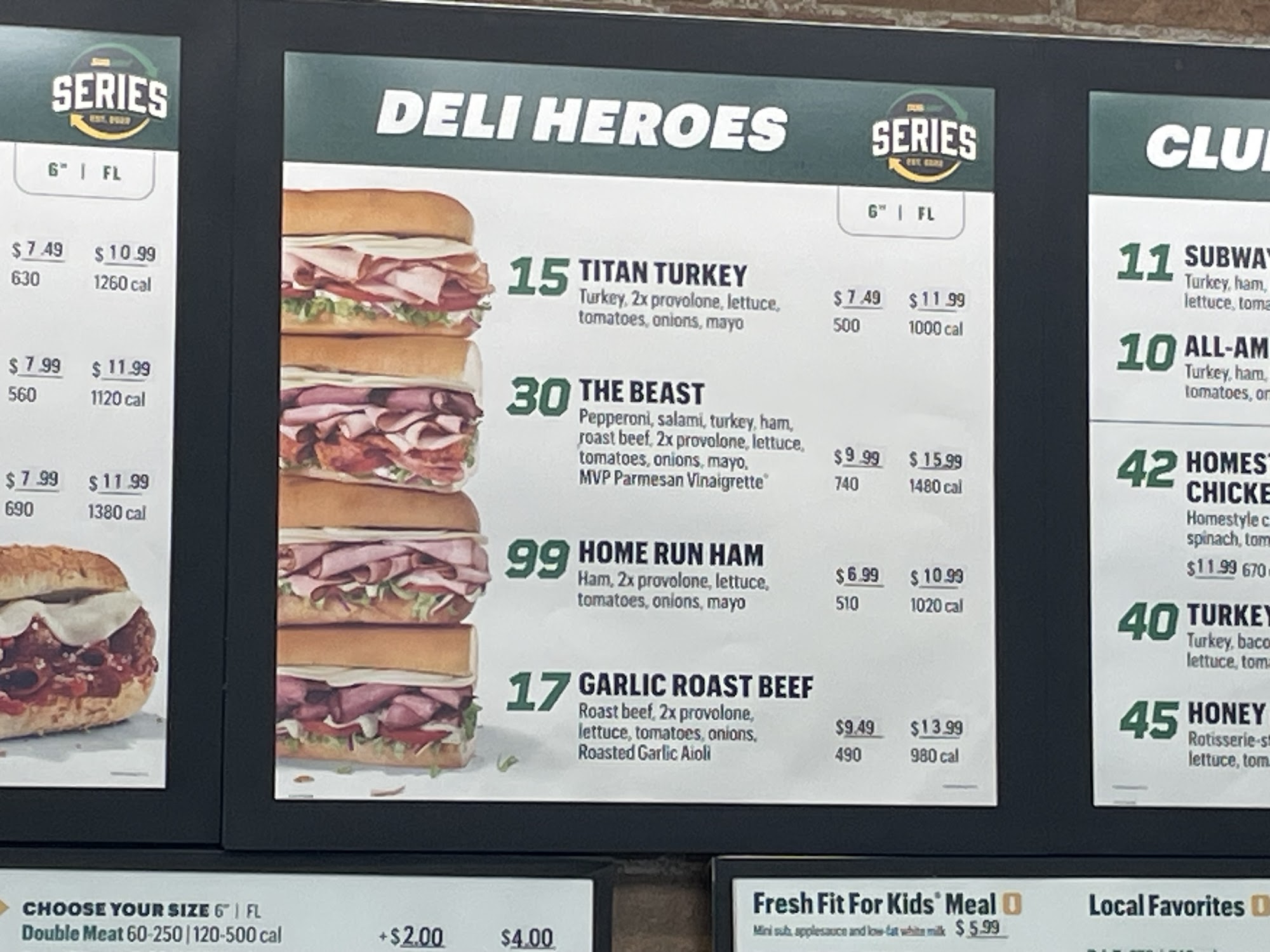 Subway Menu