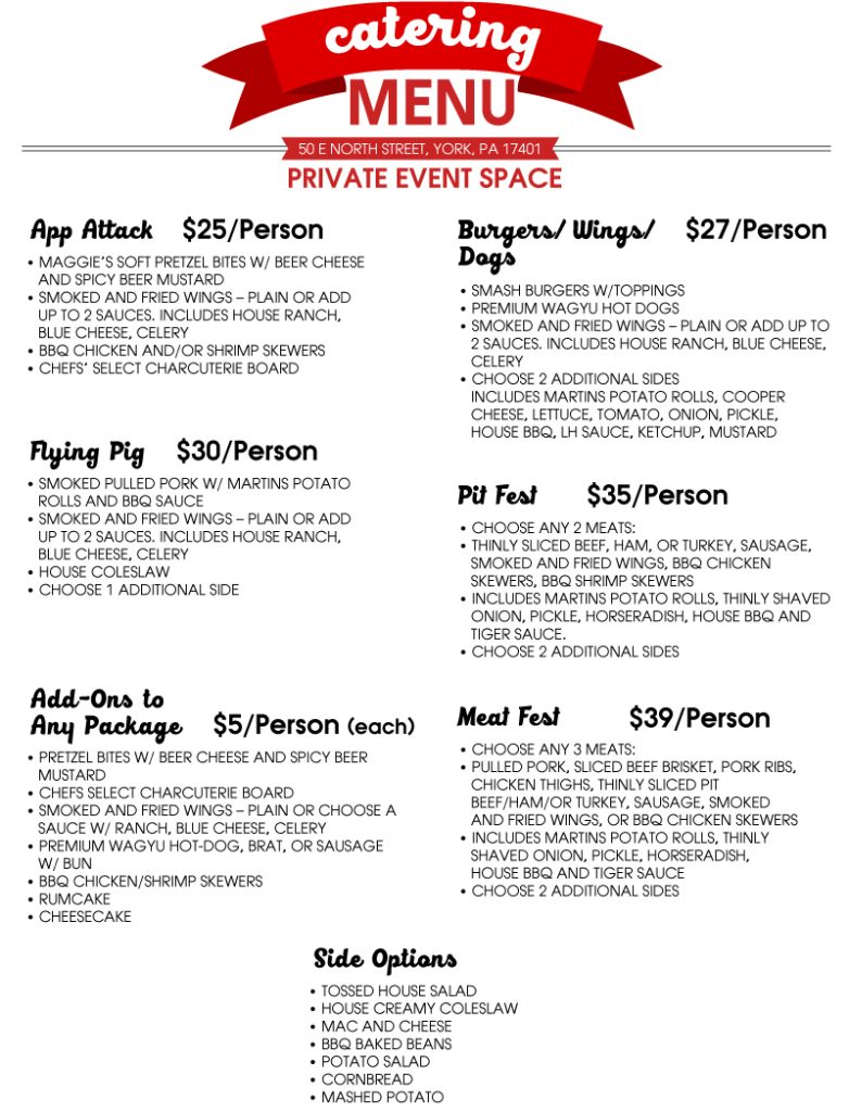 Liquid Hero Brewery Pub Menu