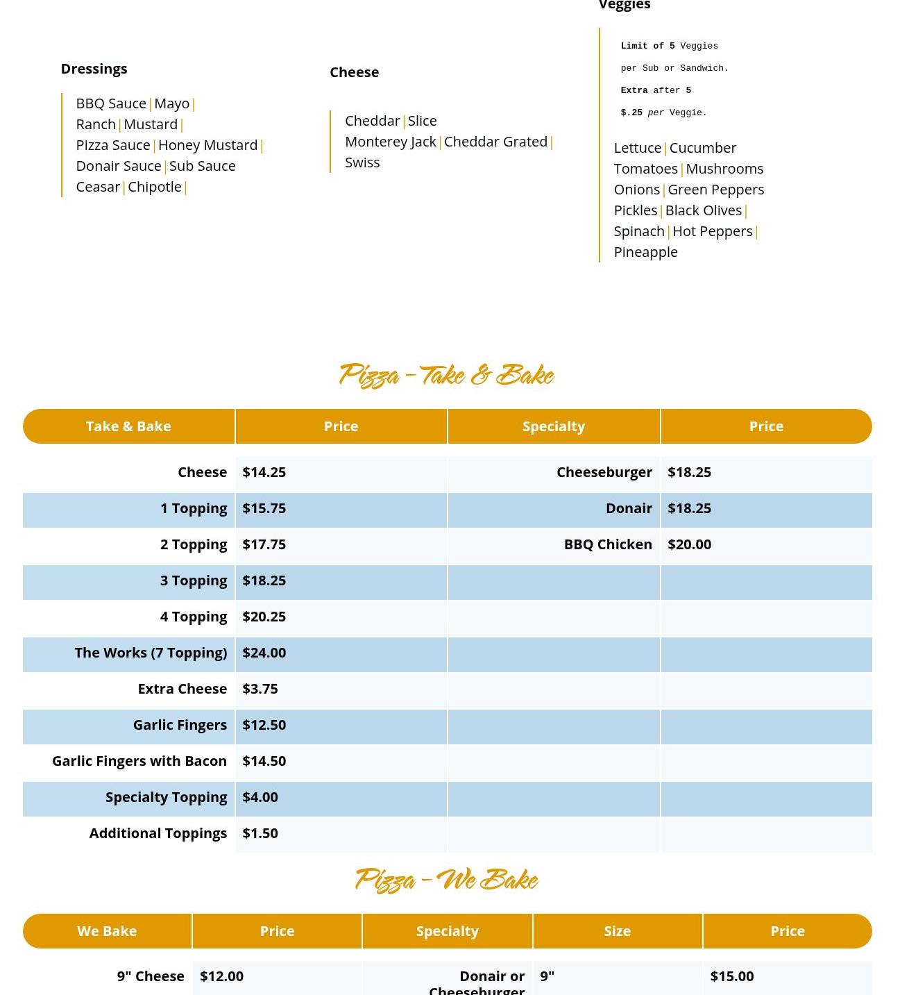 Water Street Bakery and Deli Menu