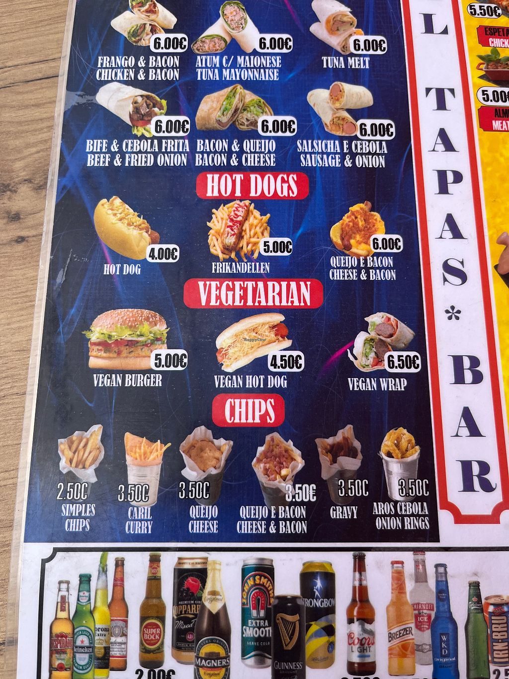 UNIVERSAL PUB BAR Menu