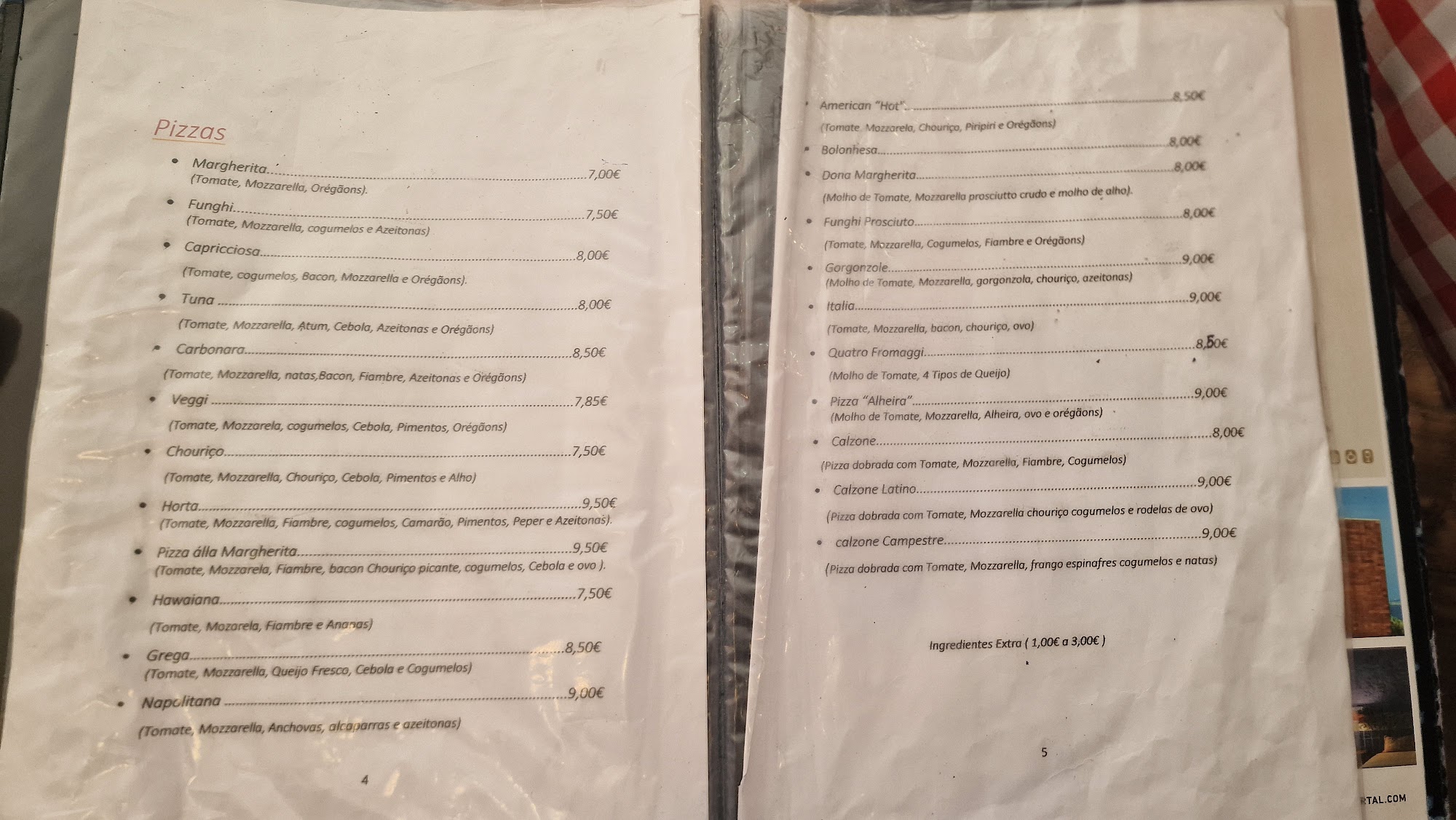 Pizzaria Margherita (Restaurante pizzaria Margherita) Menu