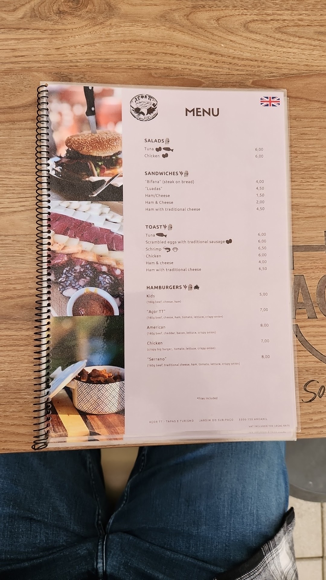 Açor TT - Tapas e Turismo - Arganil Menu